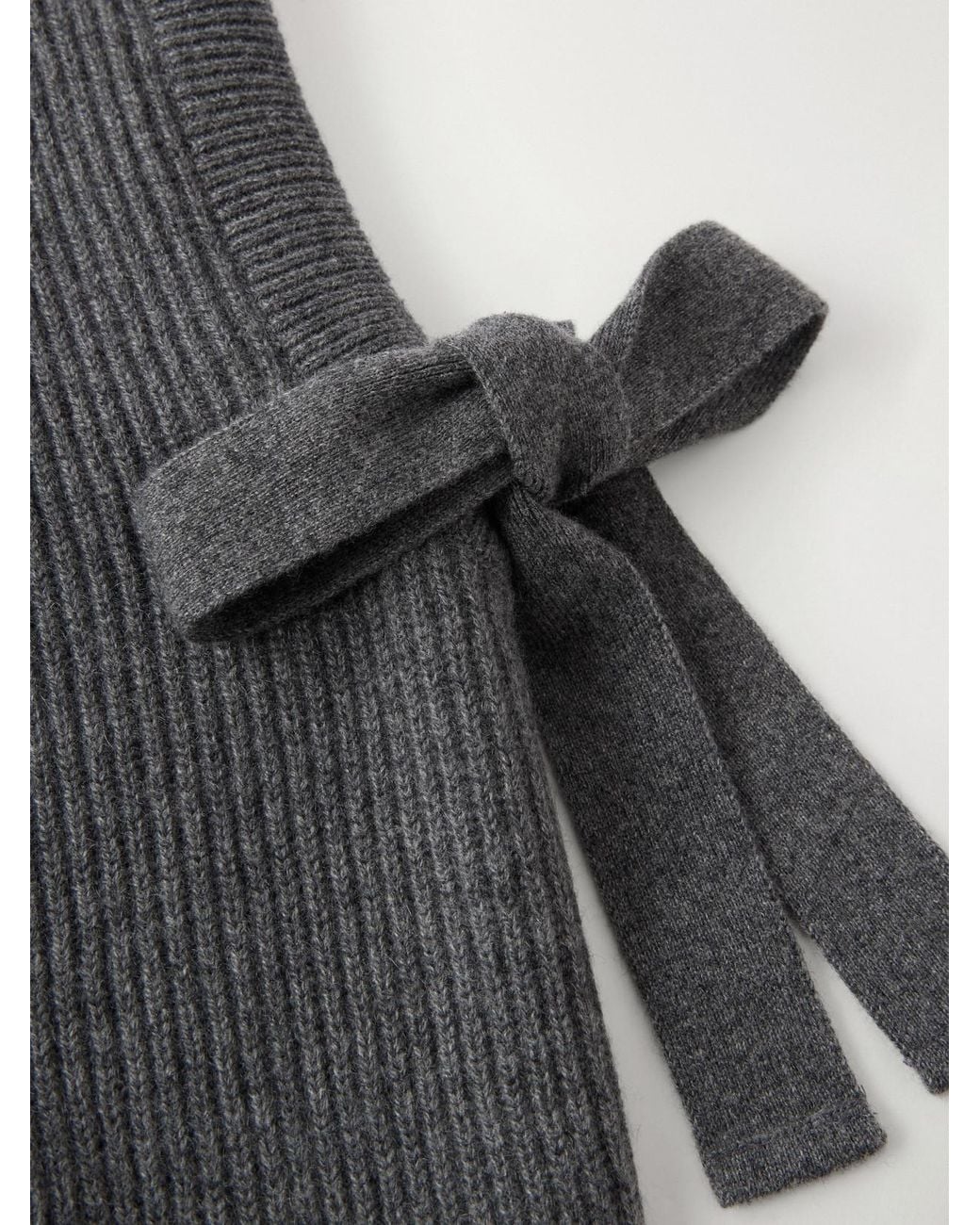 Brunello Cucinelli Gray Drawstring Ribbed Cashmere Snood