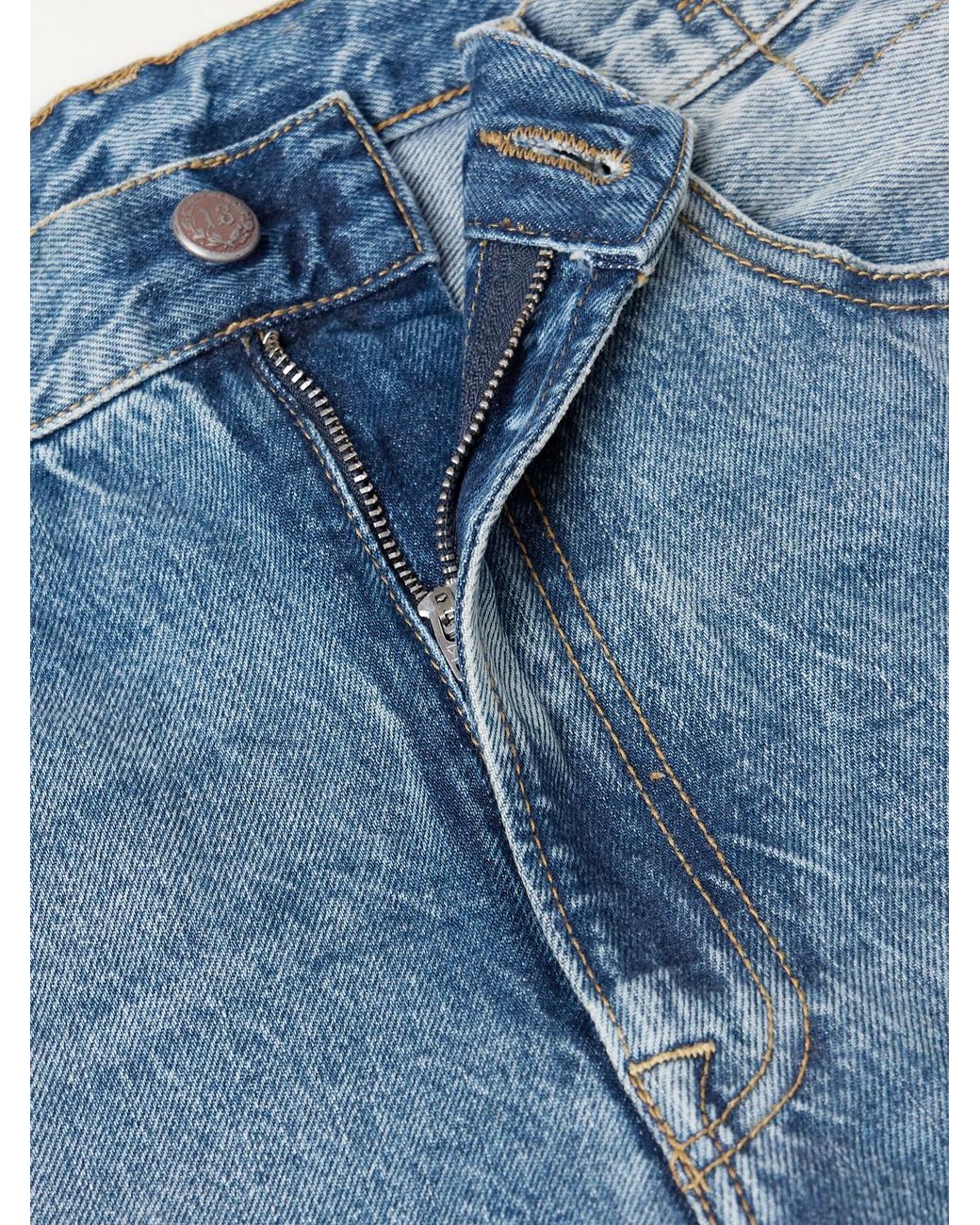 R13 Blue Cuffed X-Bf Low-Rise Straight-Leg Jeans