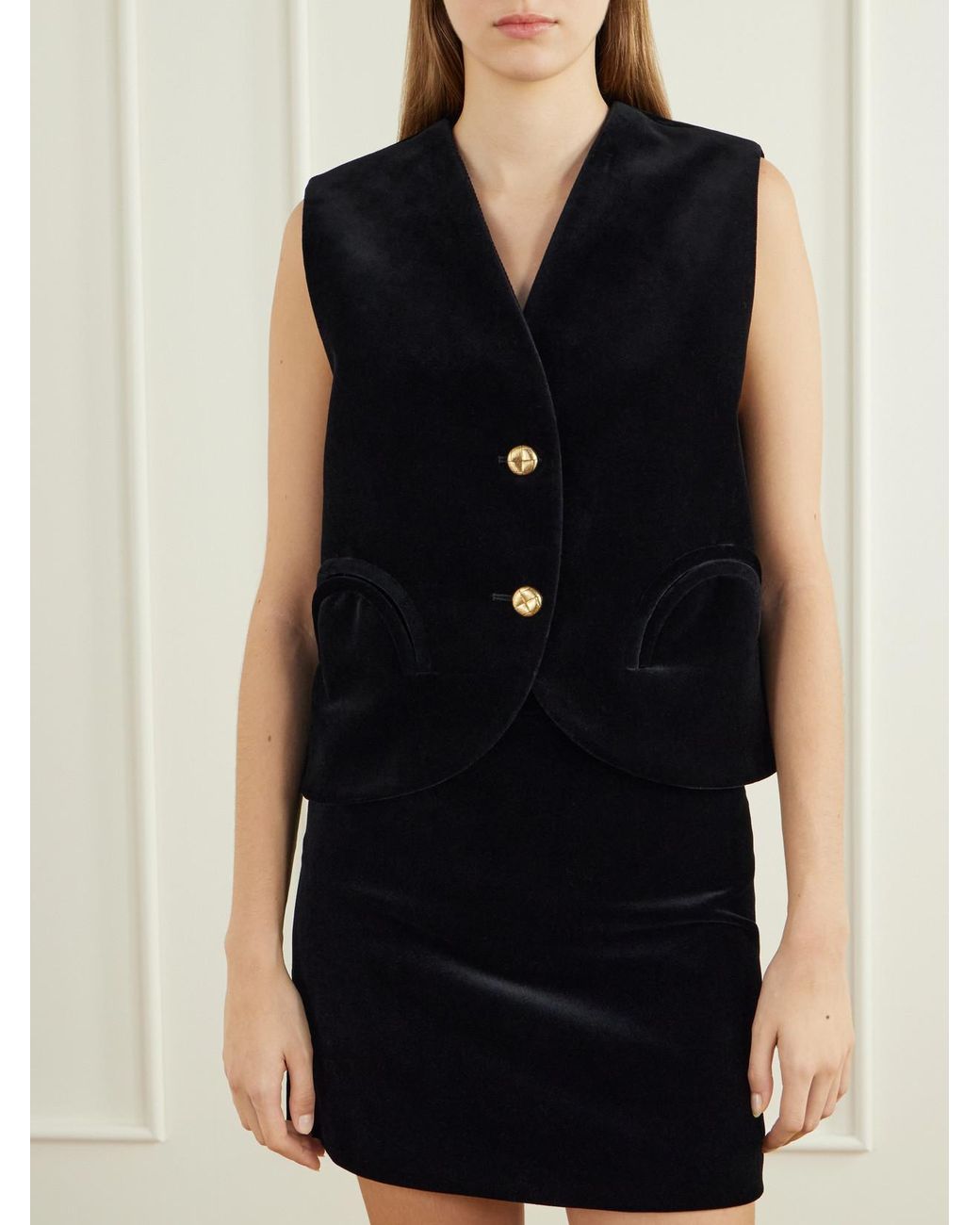 Blazé Milano Black Gliss Cotton-Velvet Vest