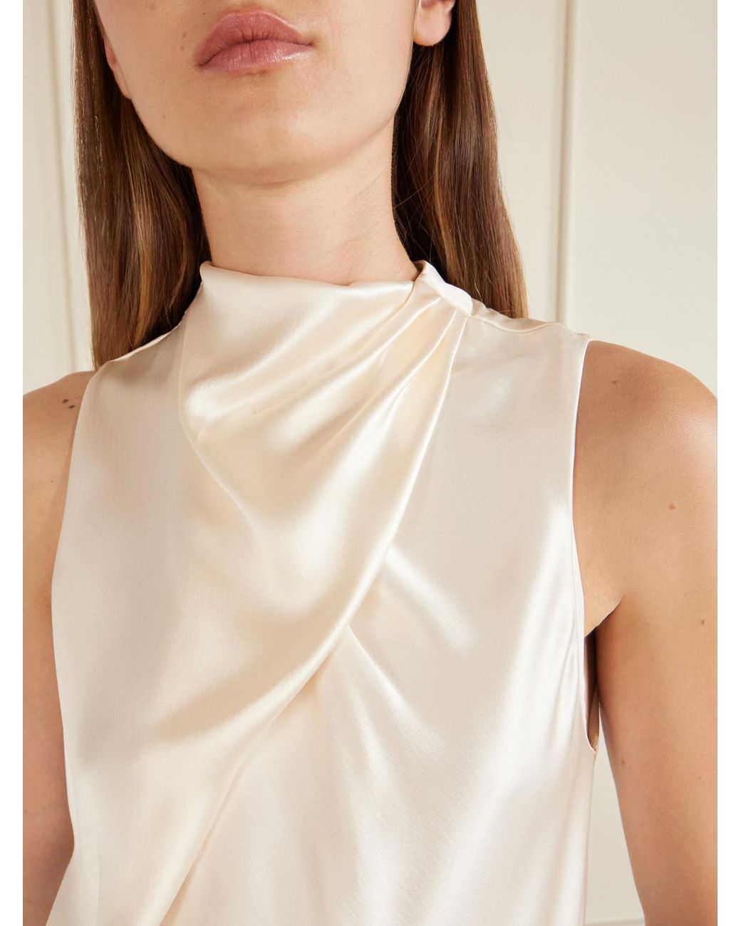 Gabriela Hearst White Melina Draped Silk-Satin Blouse