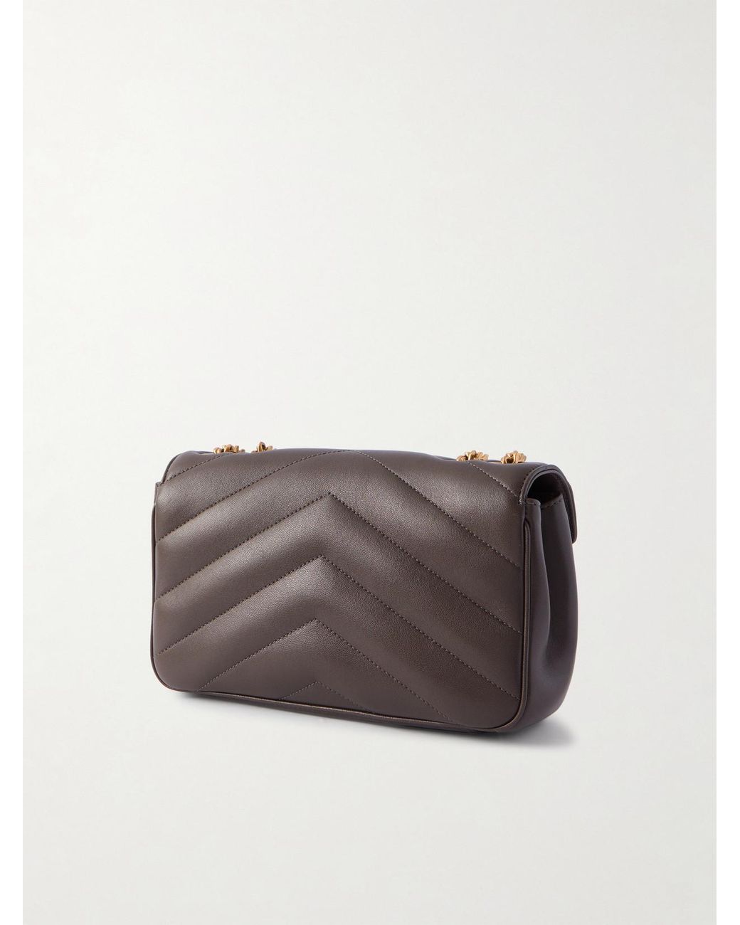 Saint Laurent Brown Loulou Small Matelassé Leather Shoulder Bag