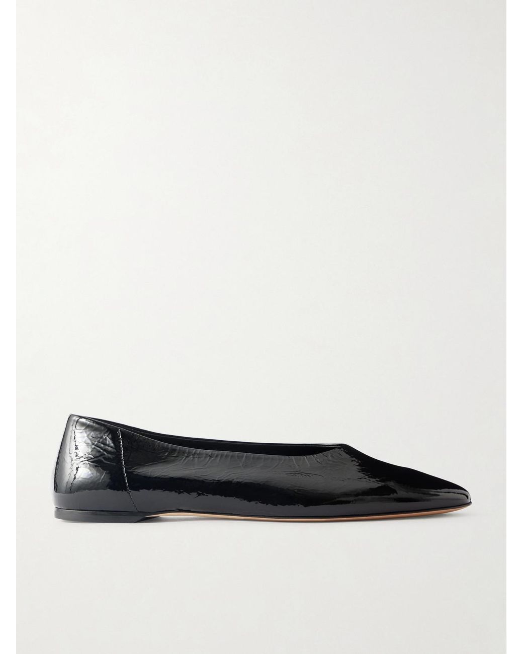Totême White Crinkled Patent-Leather Ballet Flats