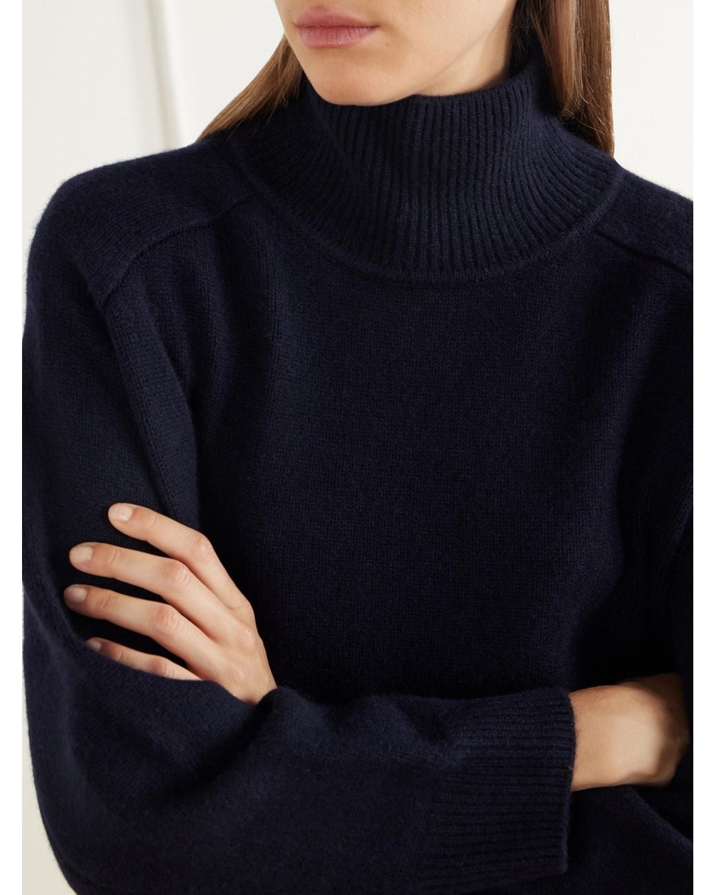 Allude Blue Cashmere Turtleneck Sweater