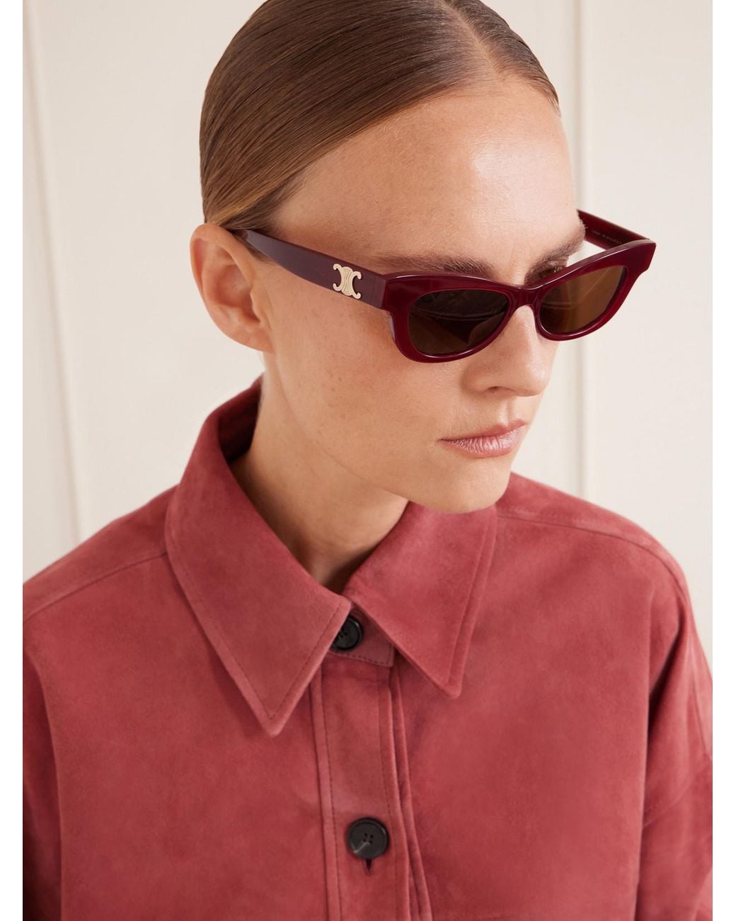 Céline Red Triomphe Cat-Eye Acetate Sunglasses