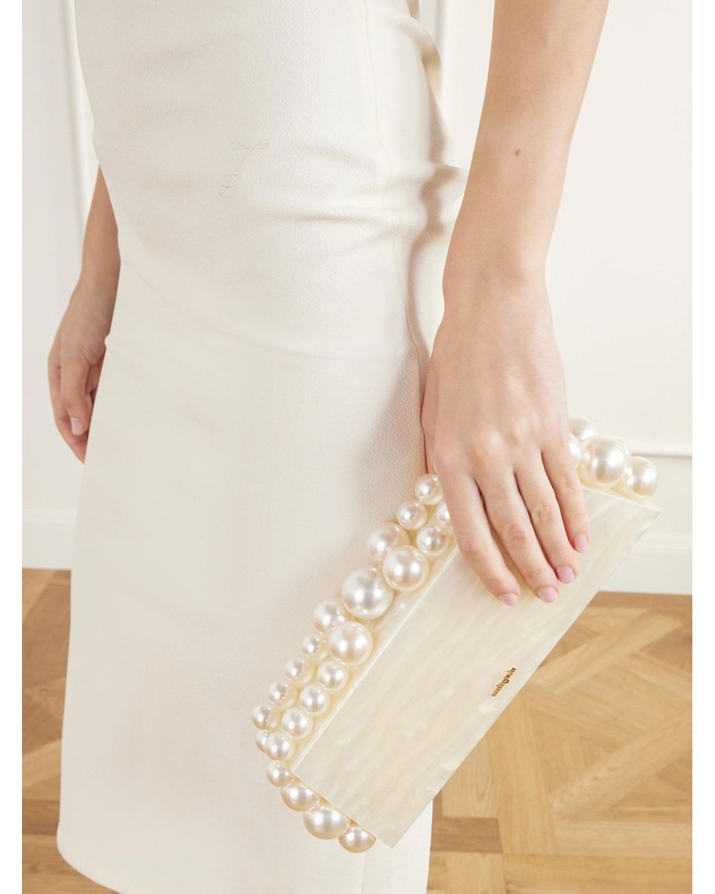 Cult Gaia Natural Eos Lungo Pearl-Effect Resin Clutch