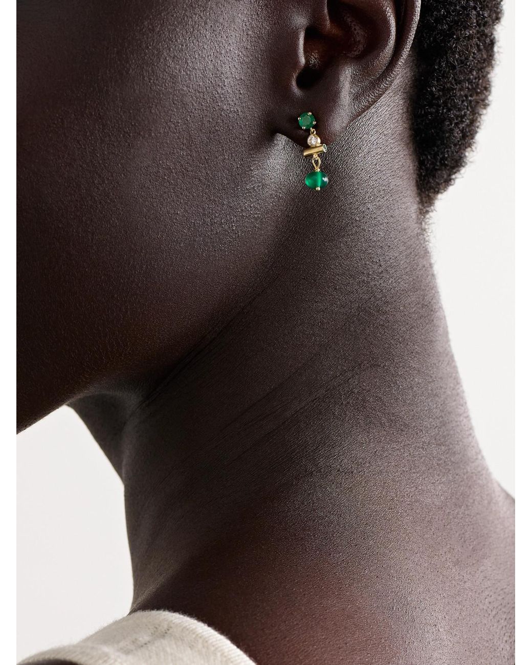 Ileana Makri Green 18-Karat Multi-Stone Earrings