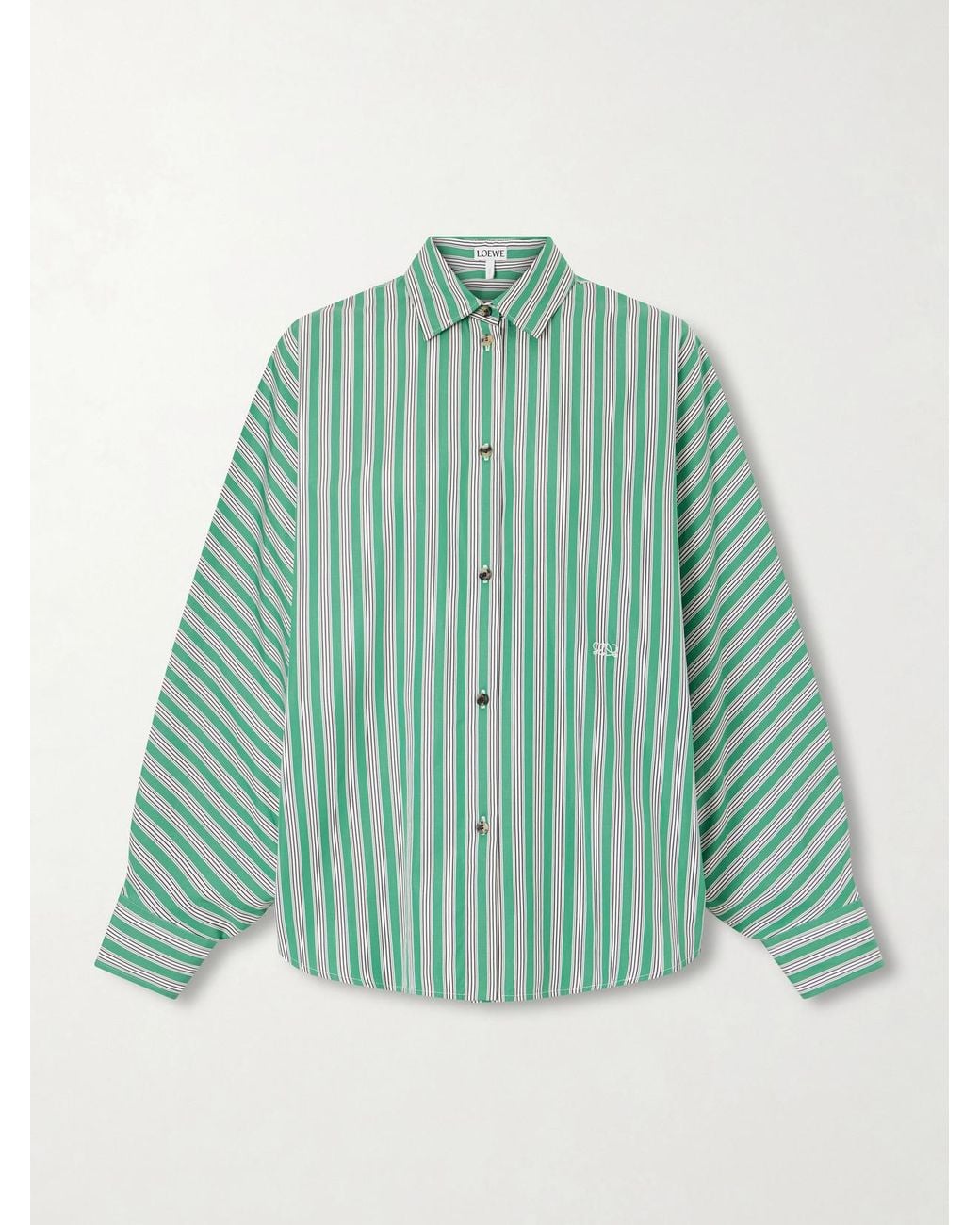 Loewe Green Striped Cotton-Poplin Shirt