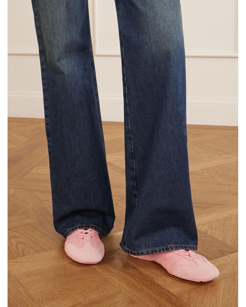 Gucci Pink Flex Suede-Trimmed Leather Sneakers