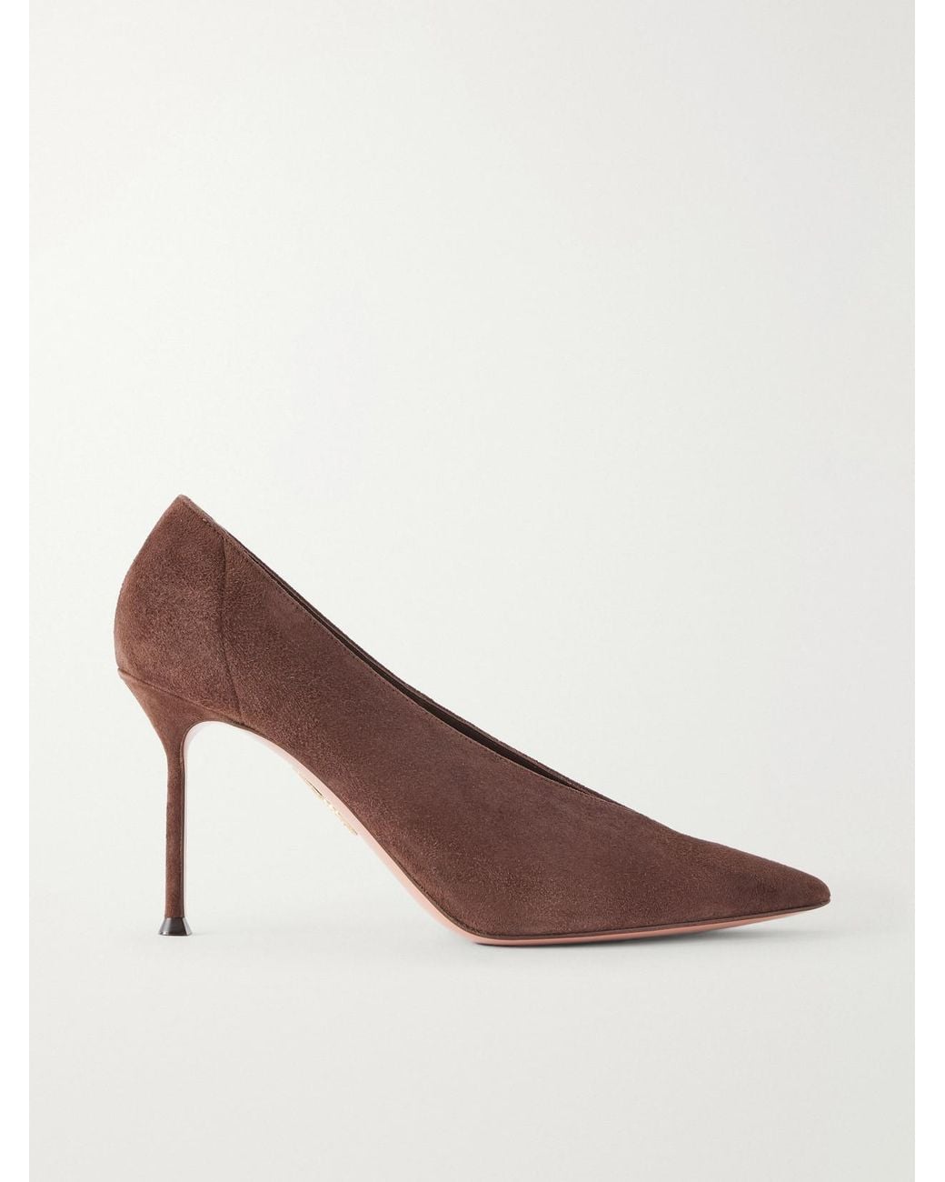 Aquazzura Brown Voltaire 85 Suede Pumps