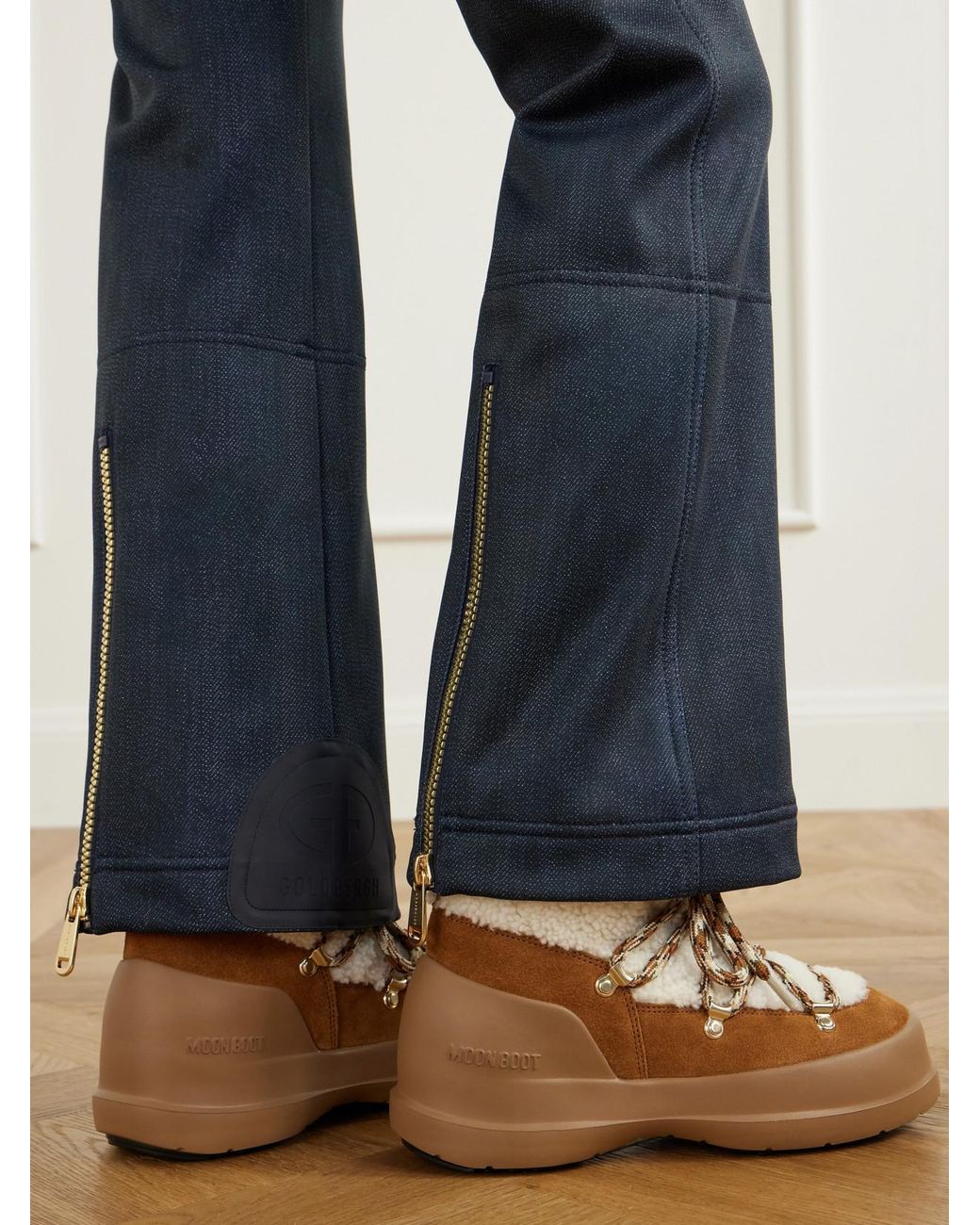 Goldbergh Blue Fuji Denim-Effect Belted Bootcut Shell Ski Pants