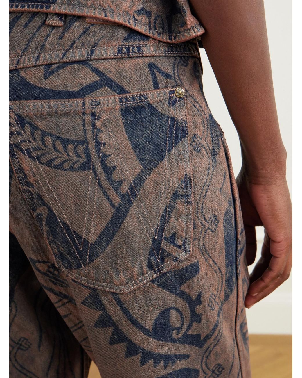 Vivienne Westwood Gray Ranch Printed High-Waisted Straight-Leg Organic Jeans