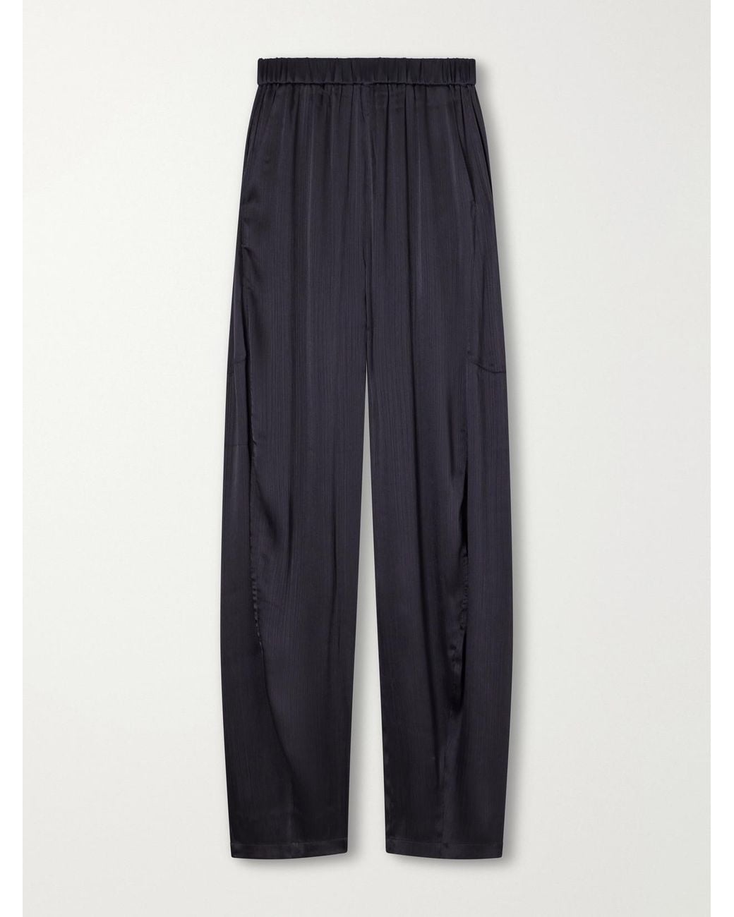 Tibi Blue Winslow Plissé-Satin Wide-Leg Pants