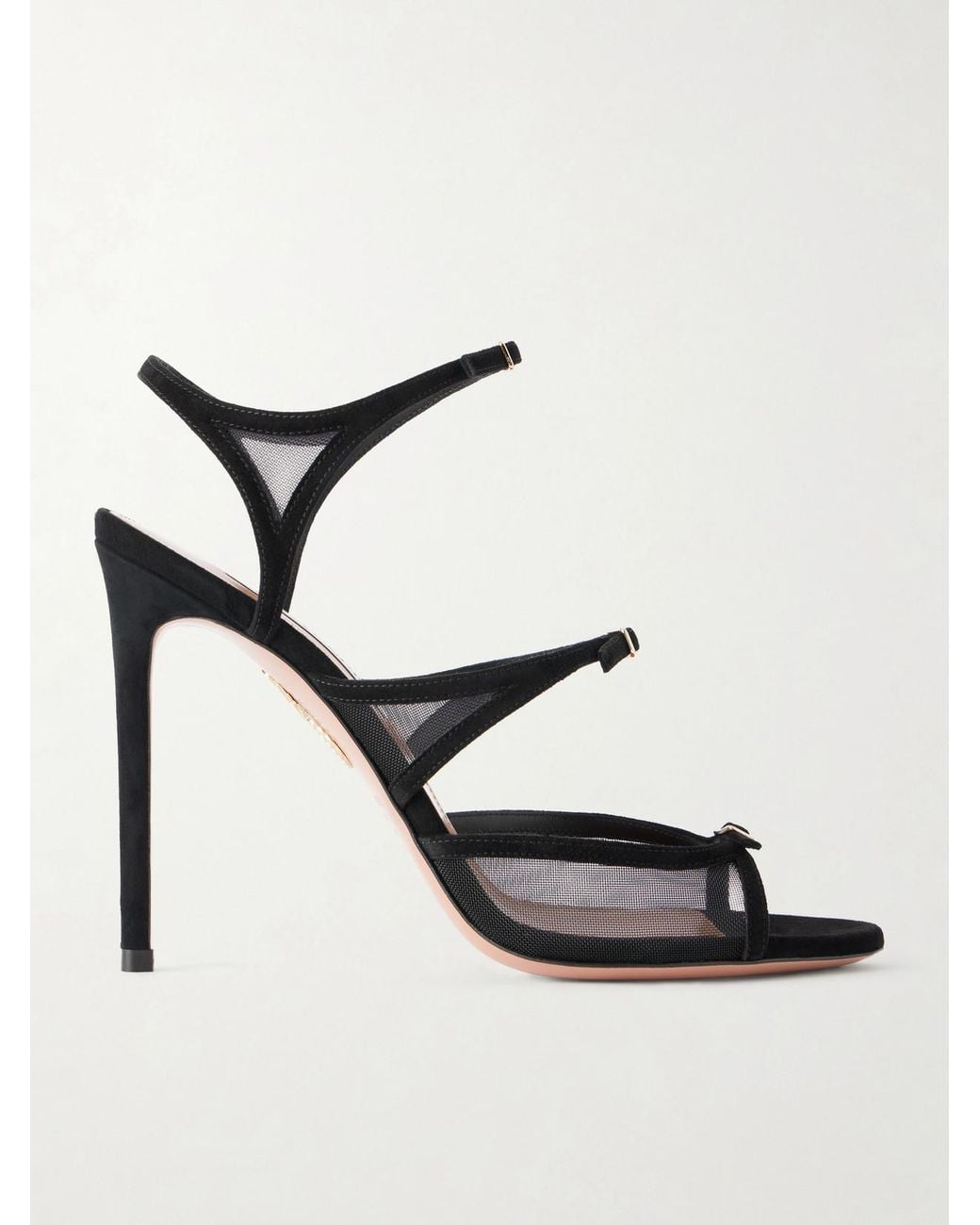 Aquazzura White Jalila 105 Suede And Mesh Sandals