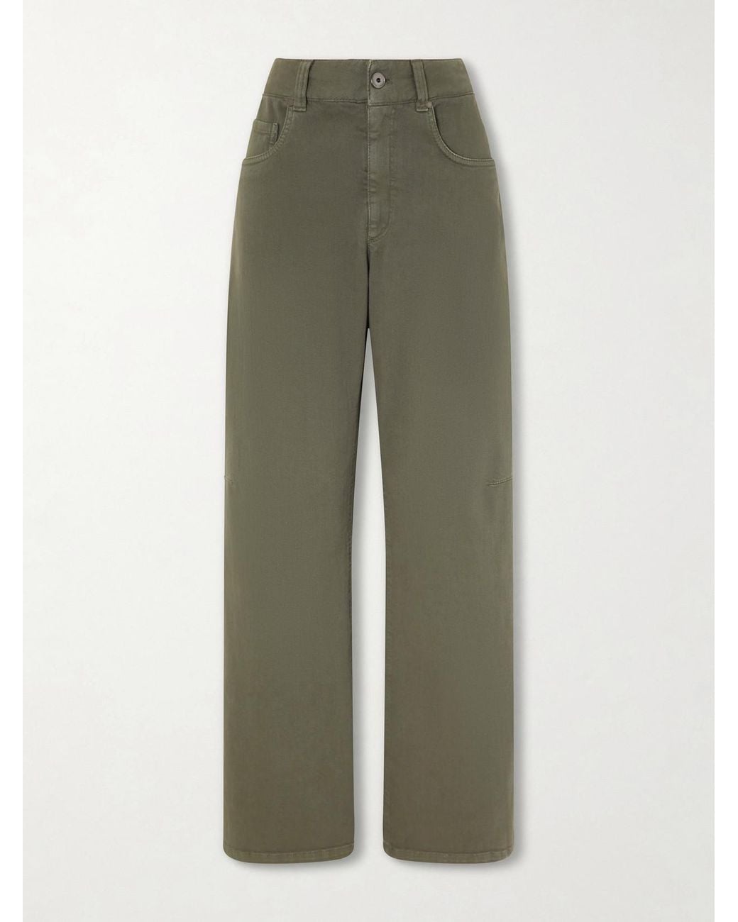 Brunello Cucinelli Green High-Rise Wide-Leg Jeans