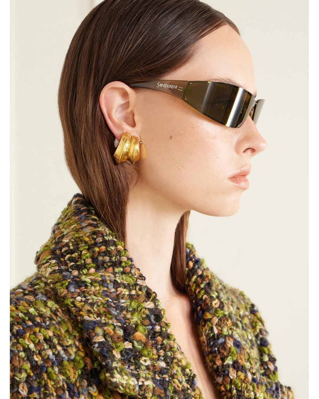 Saint Laurent Green Sl 963 Square-Frame-Tone Sunglasses