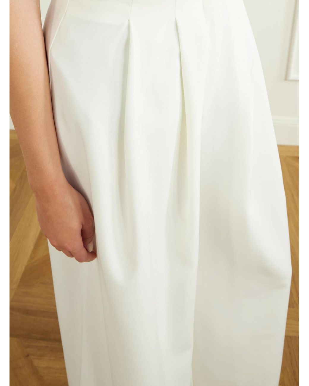 ANDRES OTALORA White Pleated Drill Wide-Leg Pants