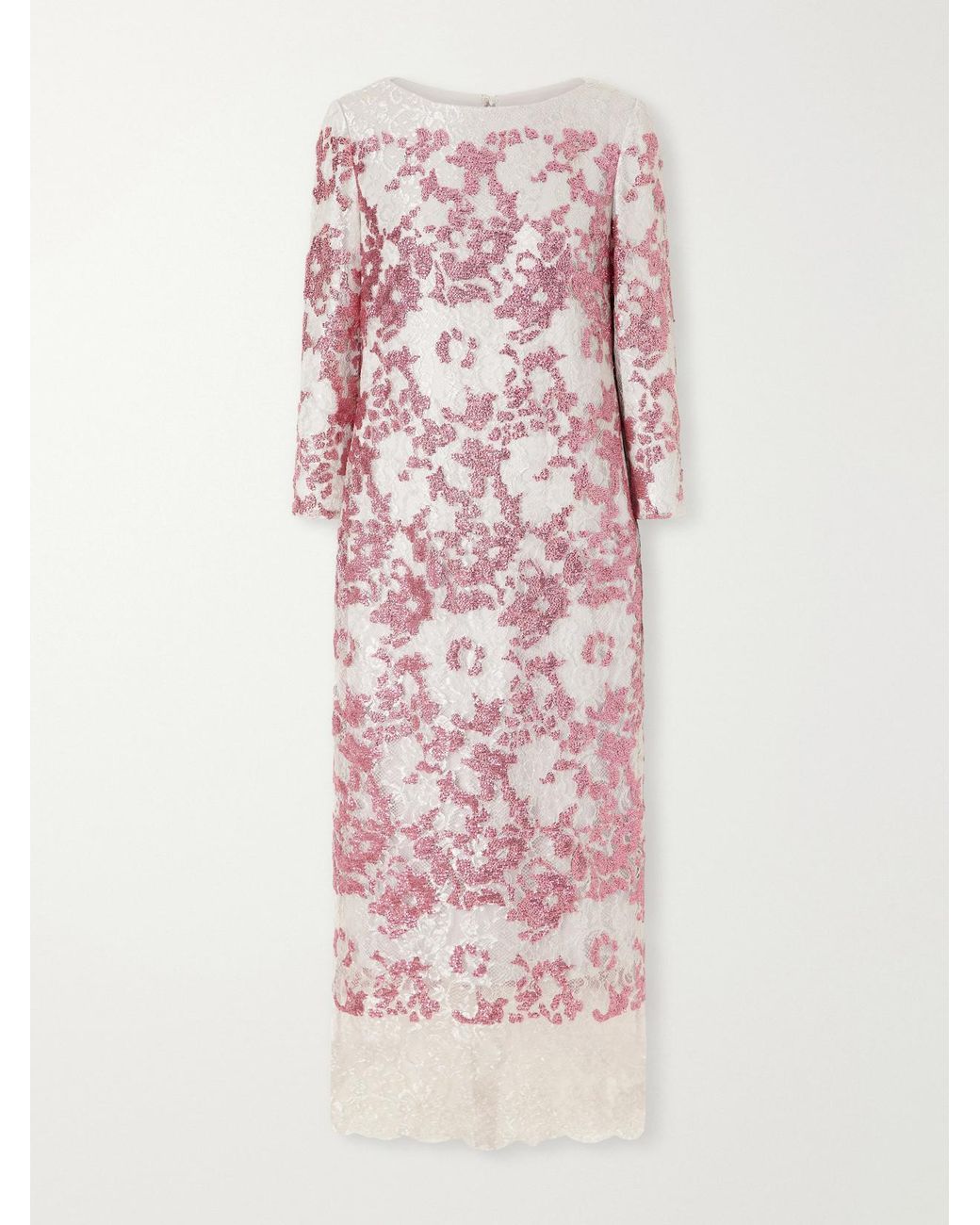 Costarellos Pink Santina Sequin-Embellished Lace Gown