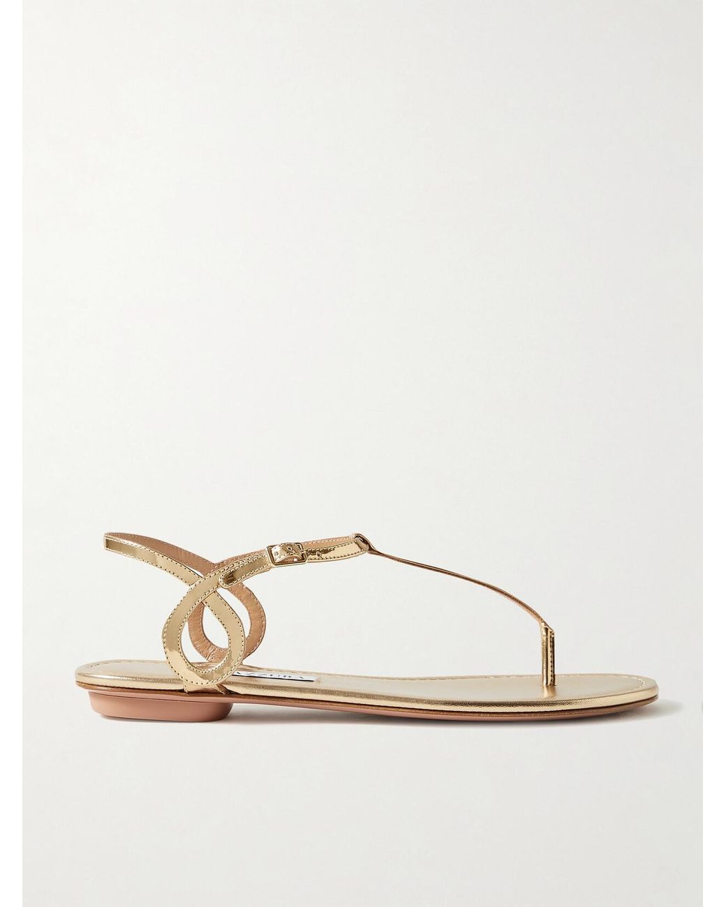 Aquazzura Natural Almost Bare Metallic Leather Sandals