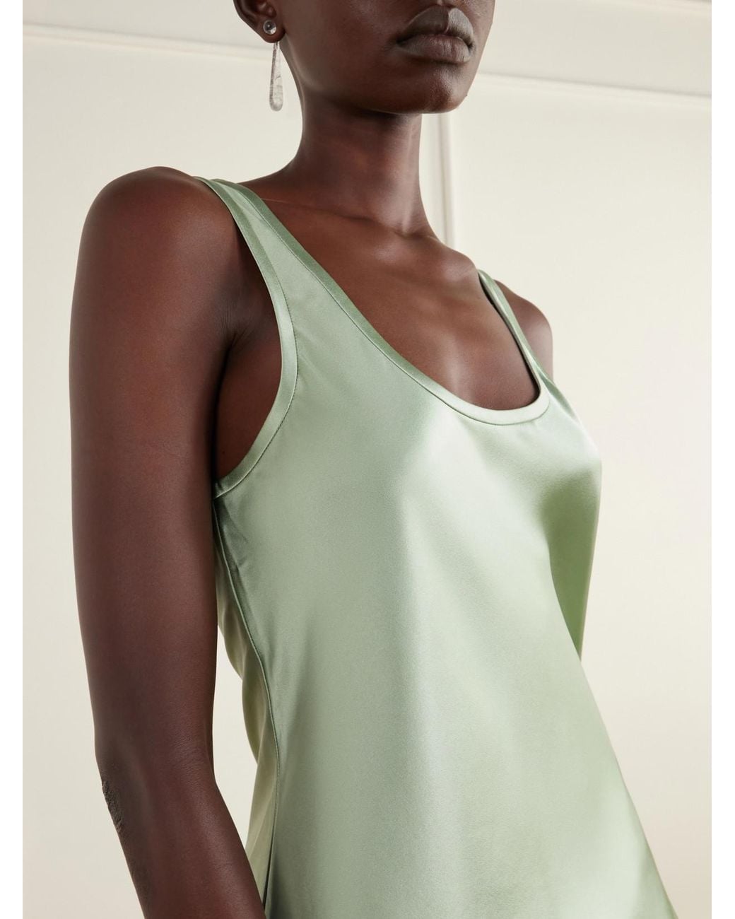 Heirlome Green Adau Silk-Satin Top