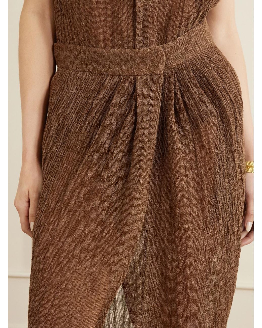 LeKasha Brown Kamat Organic Linen Maxi Skirt