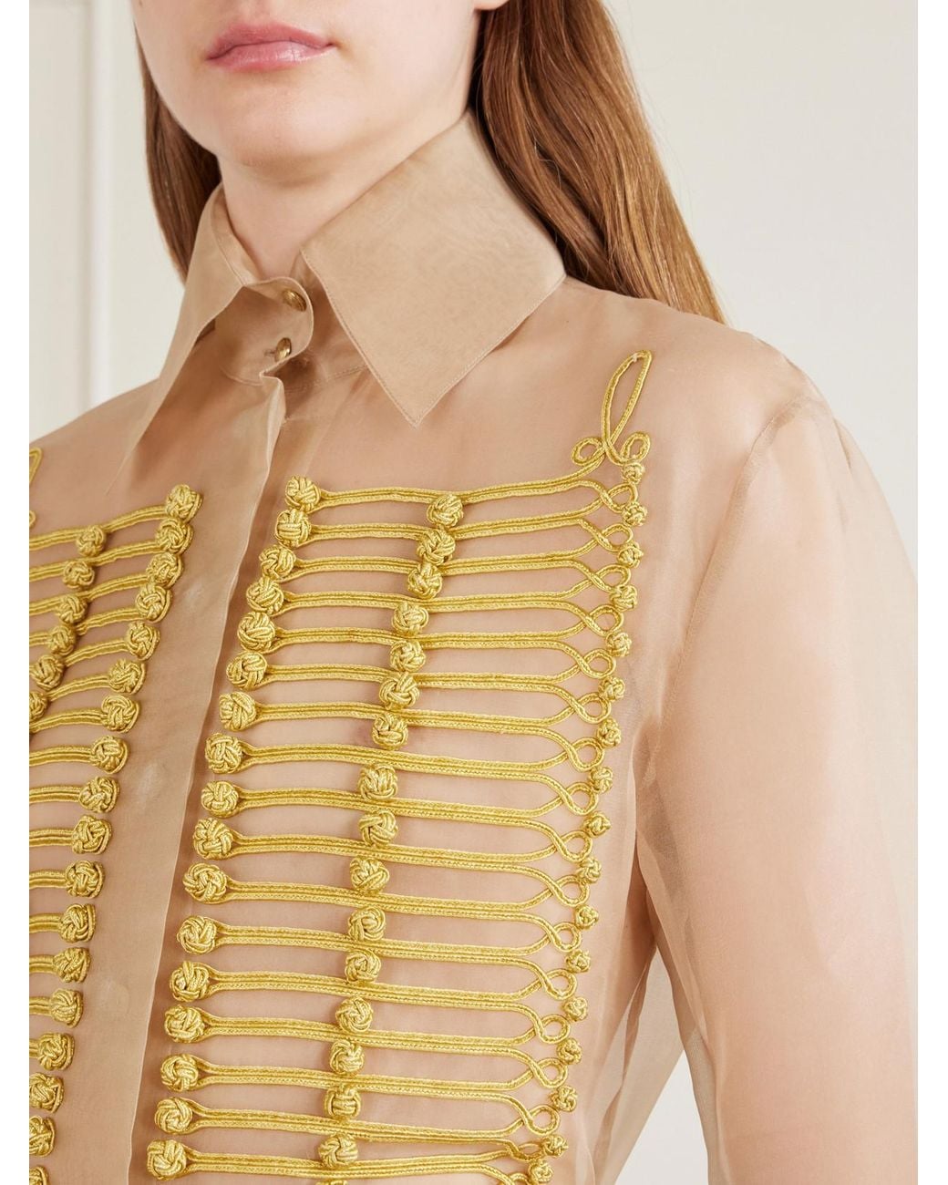Khaite Natural Ivy Silk-Organza Blouse