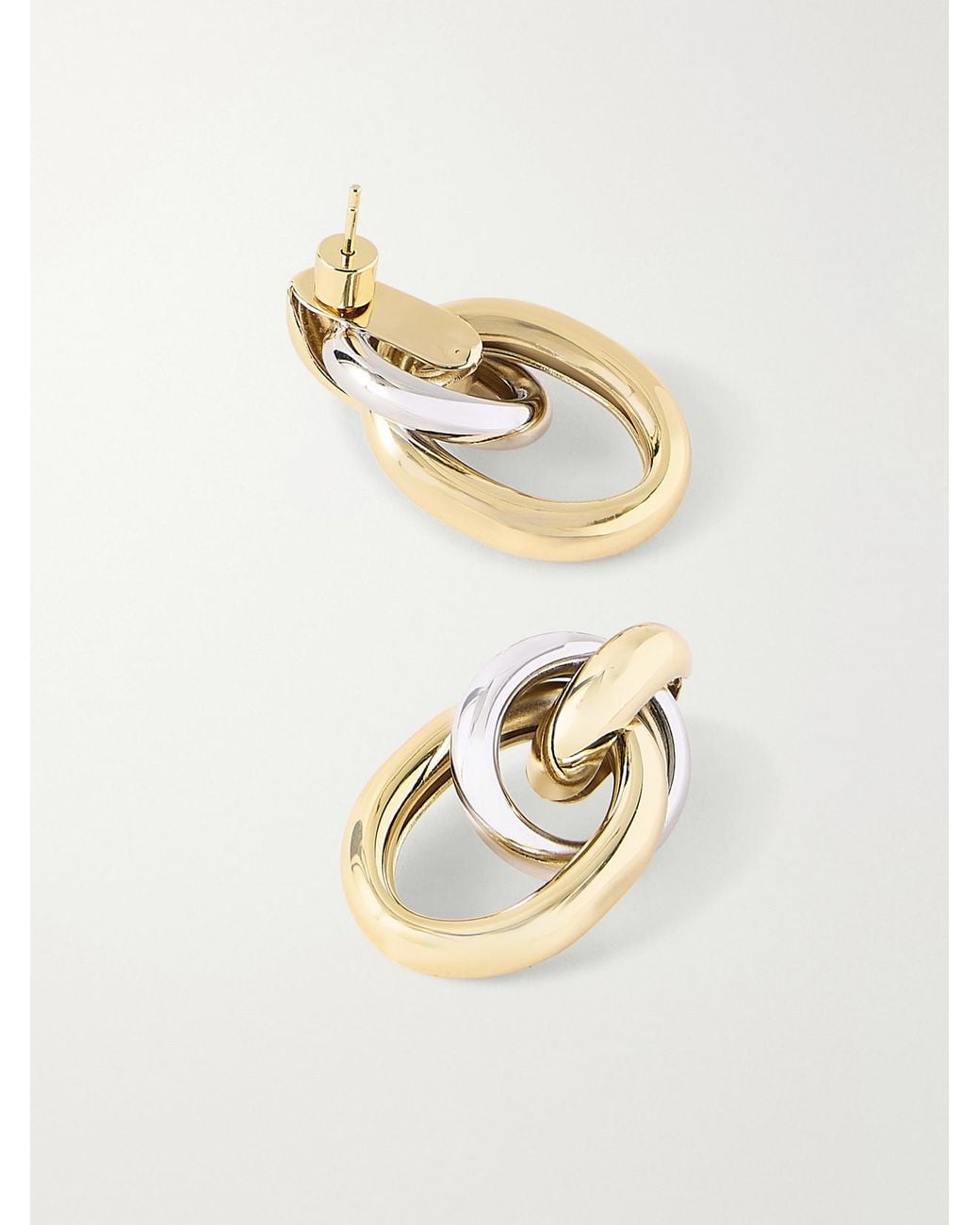 Joolz by Martha Calvo Metallic Two Tone Ami And Rhodium-Plated Earrings