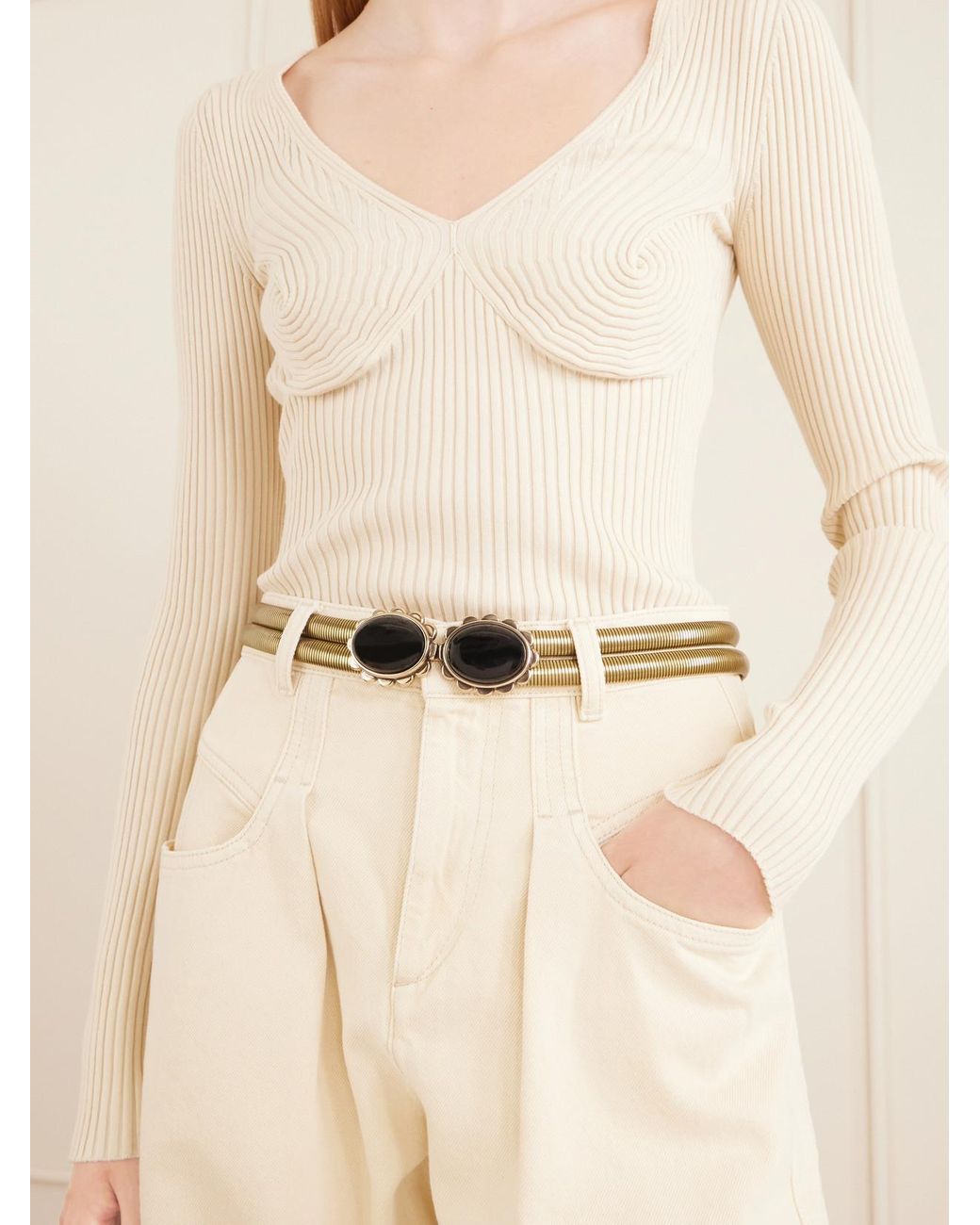 Isabel Marant Natural Twina-Tone And Stone Belt