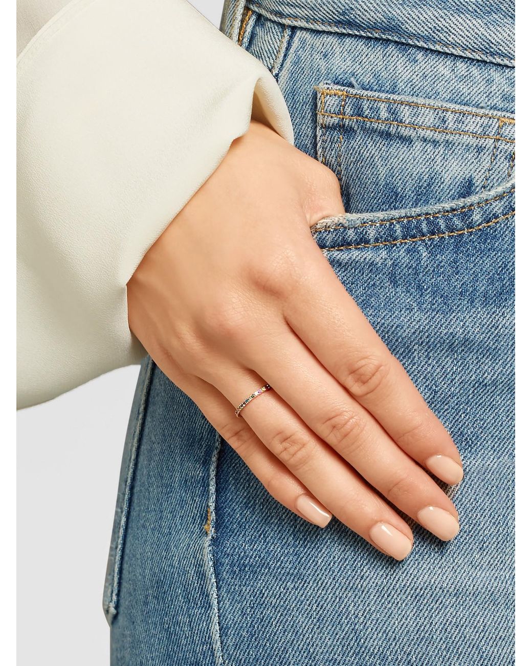 Ileana Makri White Thread 18-Karat Rose-Stone Ring