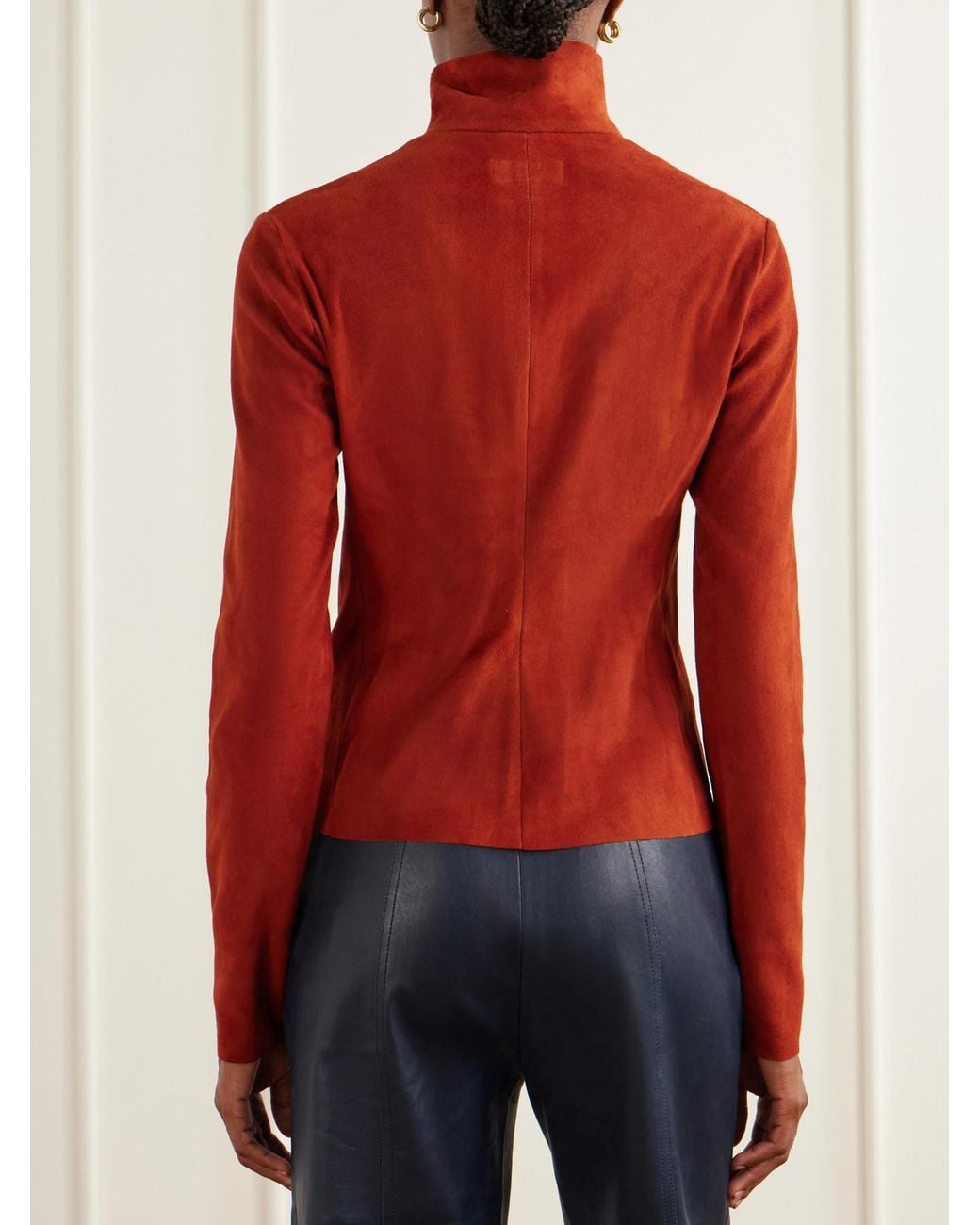 Stouls Orange Selene Suede Turtleneck Shirt