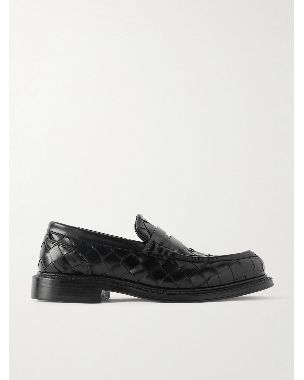 Bottega Veneta Black James Intrecciato Leather Loafers