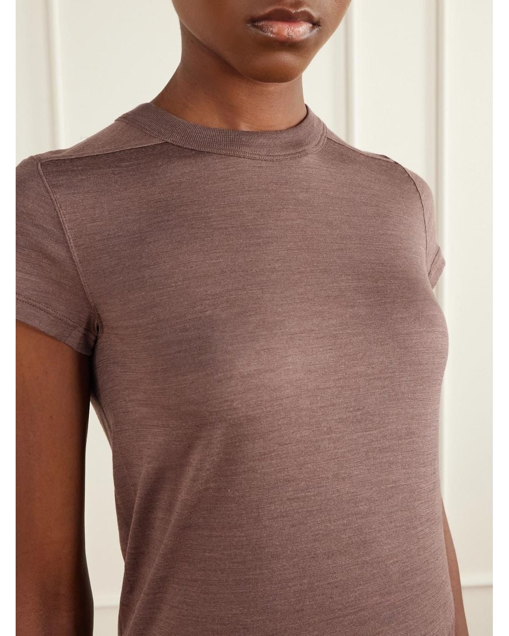 Rick Owens Brown Wool And Silk-Blend T-Shirt