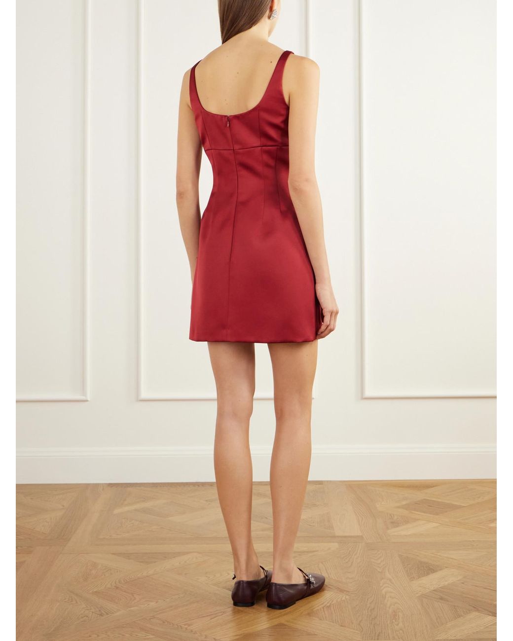Emilia Wickstead Red Einsa Darted Duchess-Satin Mini Dress
