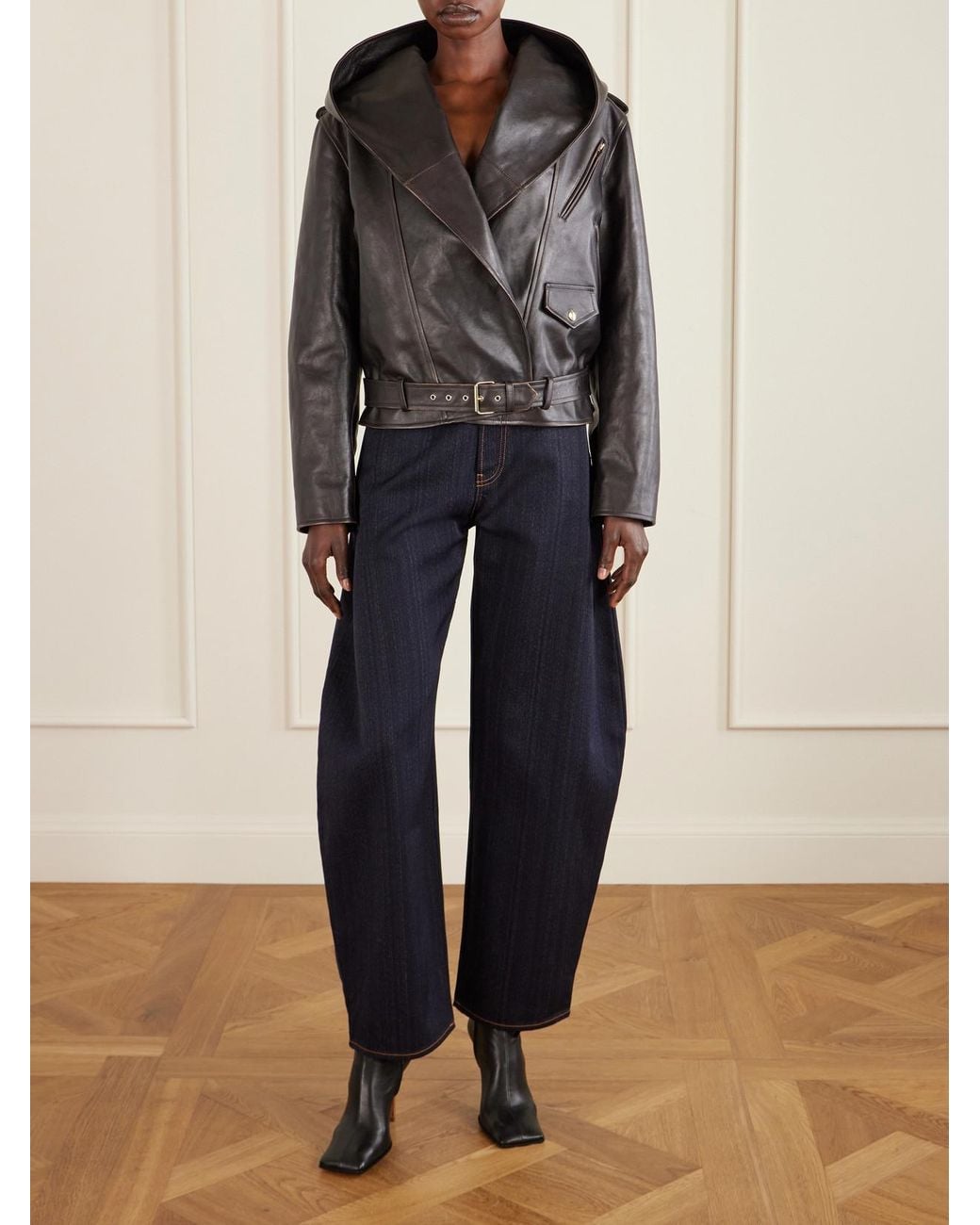 Alaïa Black Belted Leather Biker Jacket