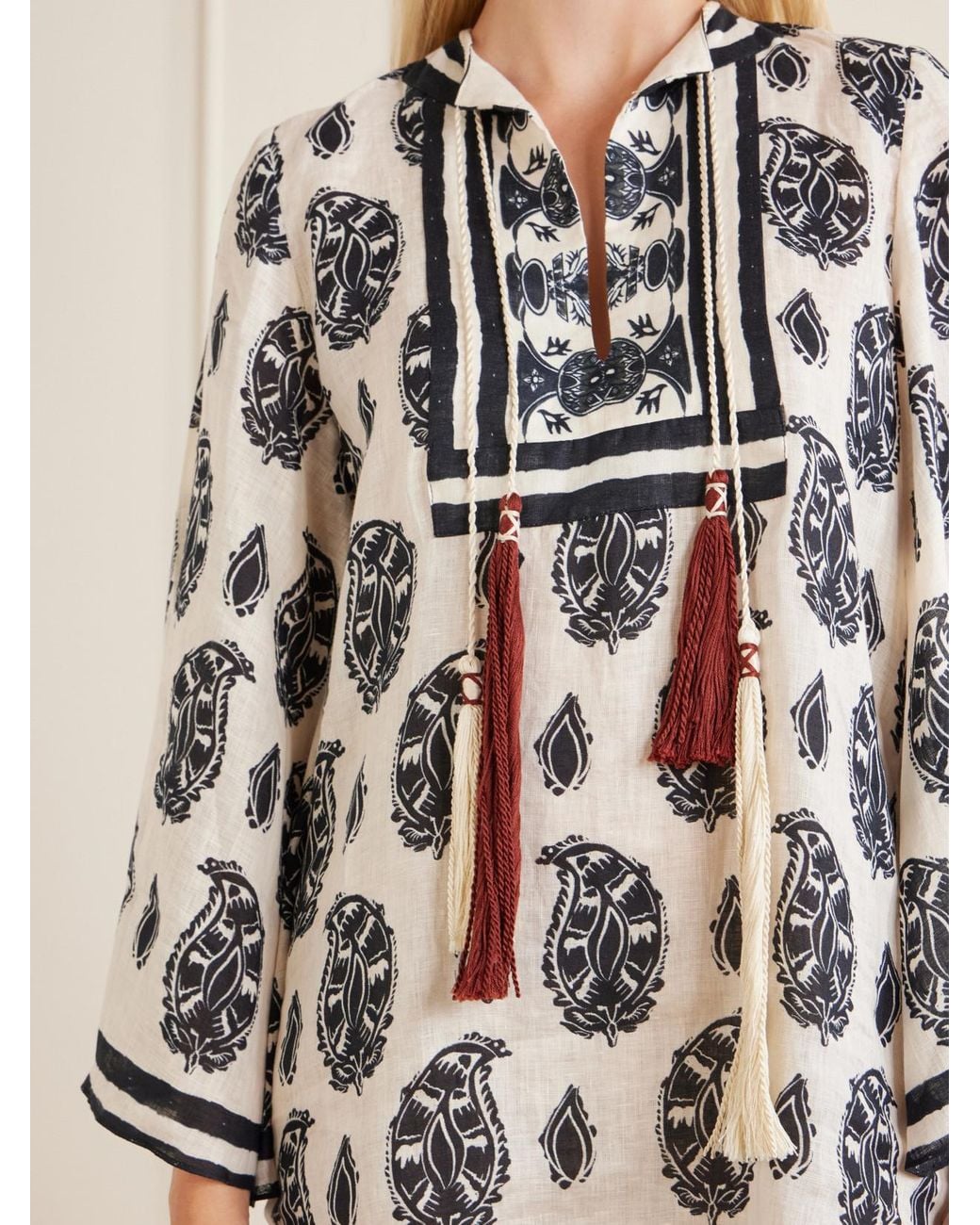 Johanna Ortiz White Caretaker Printed Linen Mini Dress