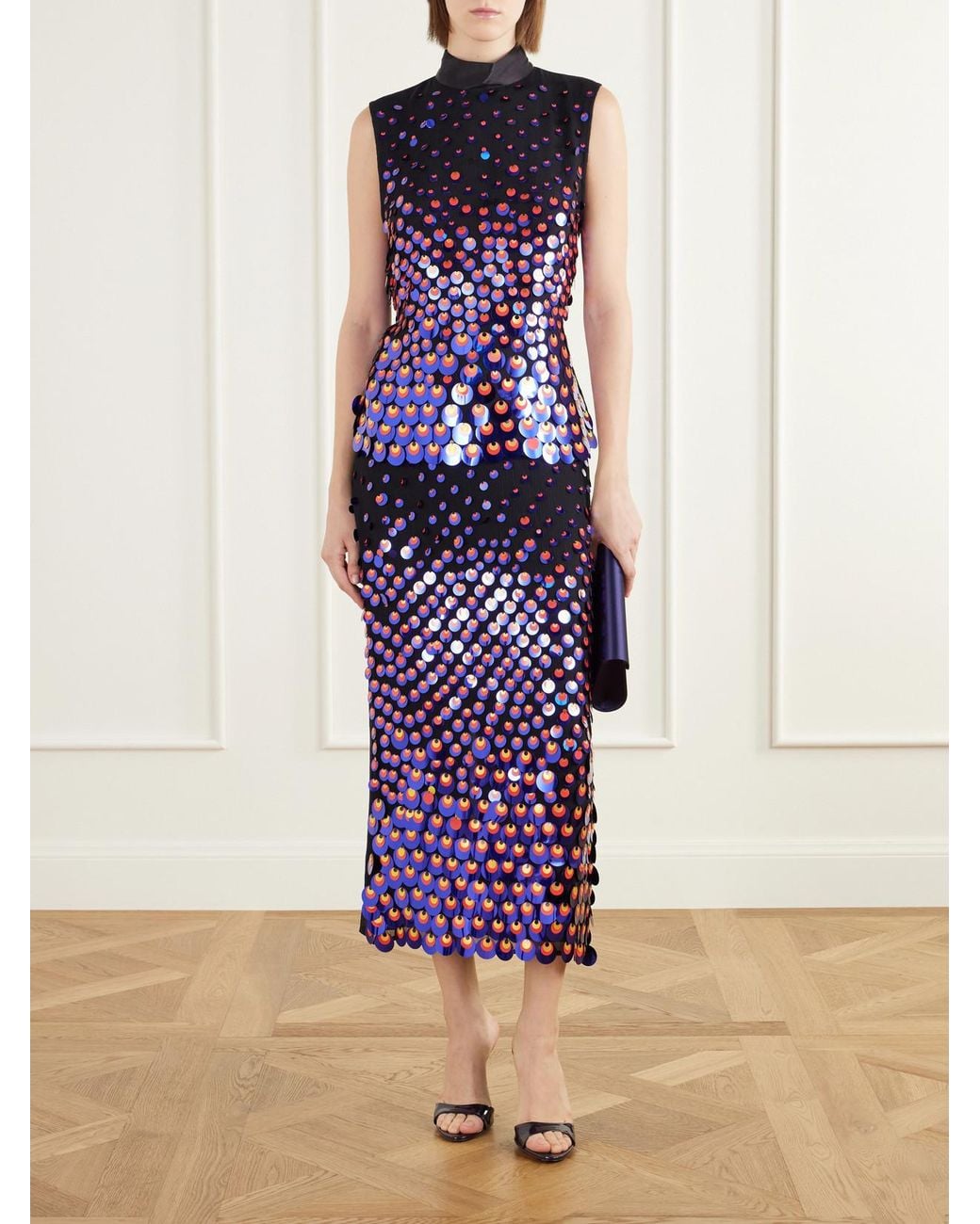 Christopher John Rogers Multicolor Sequin-Embellished Silk-Crepon Midi Skirt
