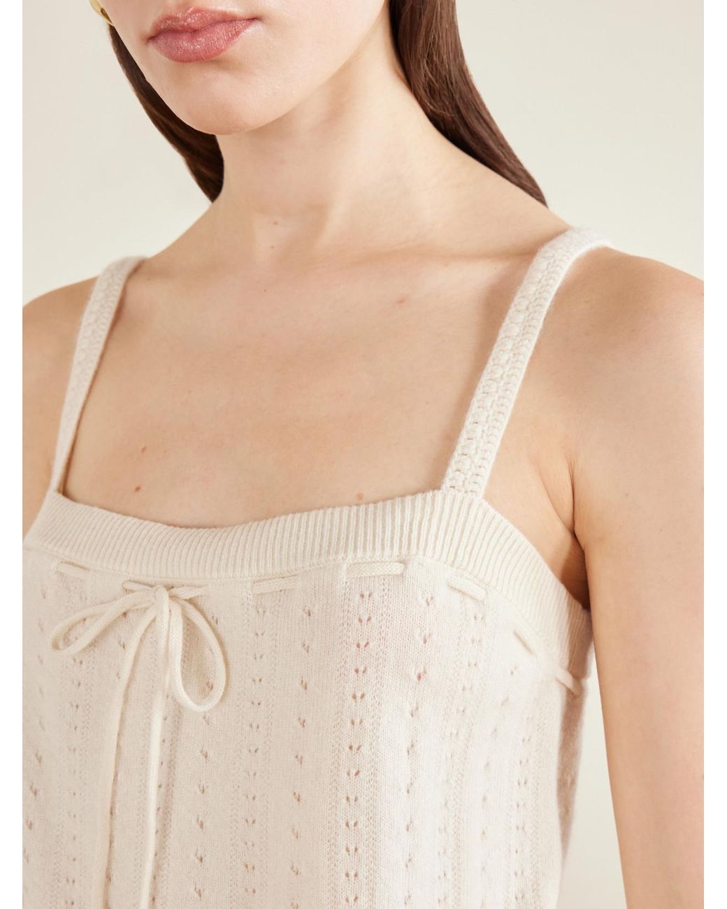 FRAME Natural Charm Knotted Knit Cashmere Tank