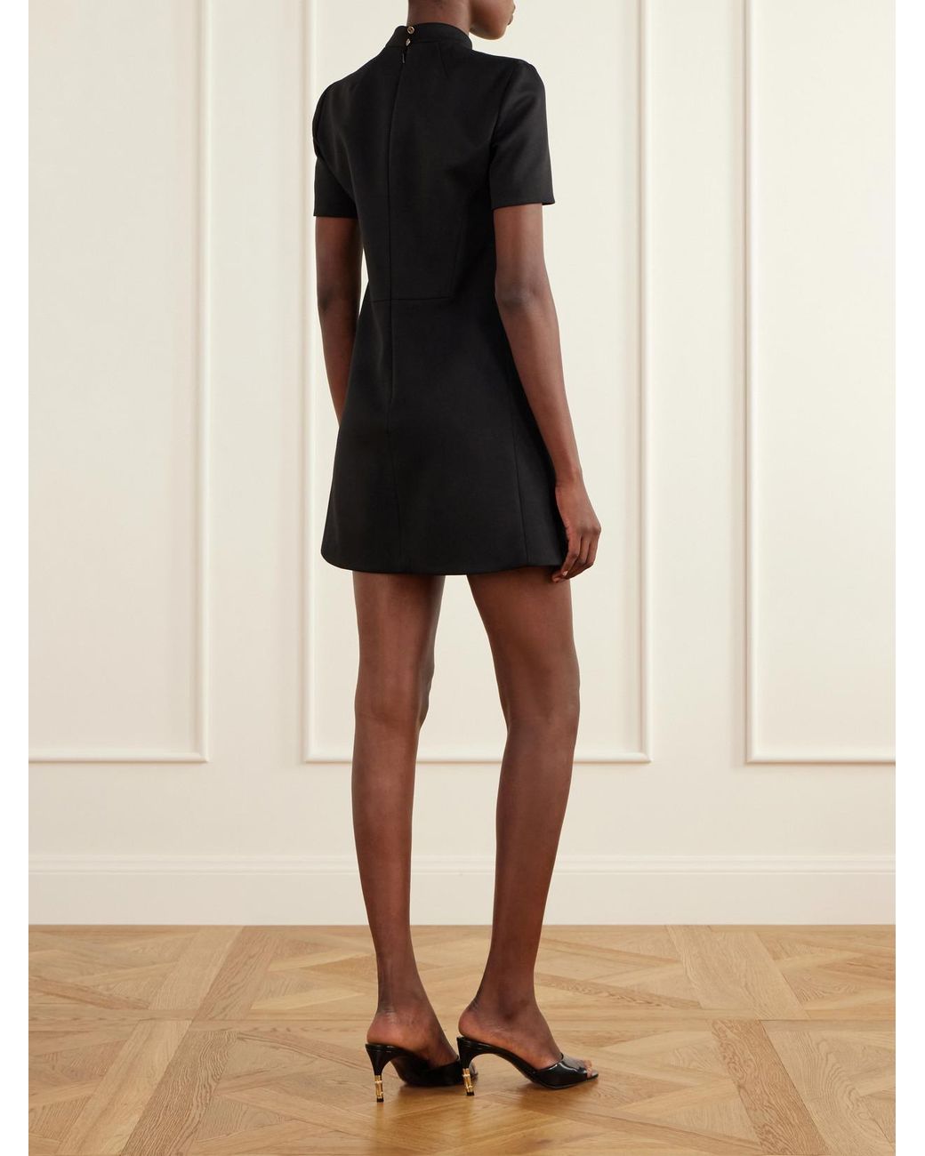 Gucci Black Paneled Wool-Blend Twill Mini Dress