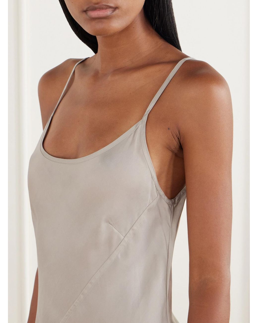 Lauren Manoogian White Paneled Satin Midi Dress