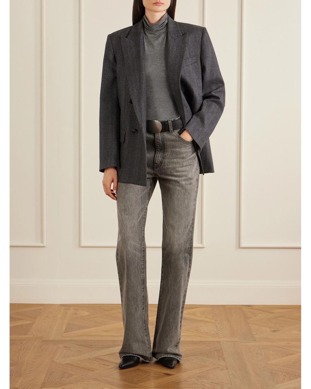 Nili Lotan Black Leston Checked Wool-Blend Blazer