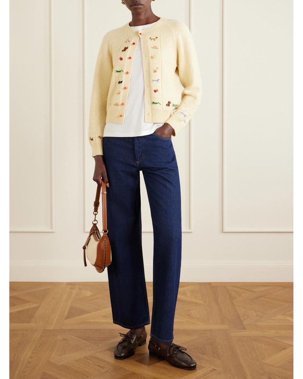 Bode Natural Zoologist Embroidered Merino Wool And Alpaca-Blend Cardigan