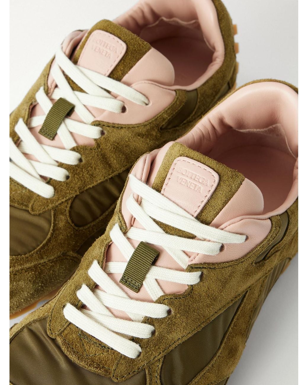 Bottega Veneta Green Orbit Flash Suede-Trimmed Shell Sneakers