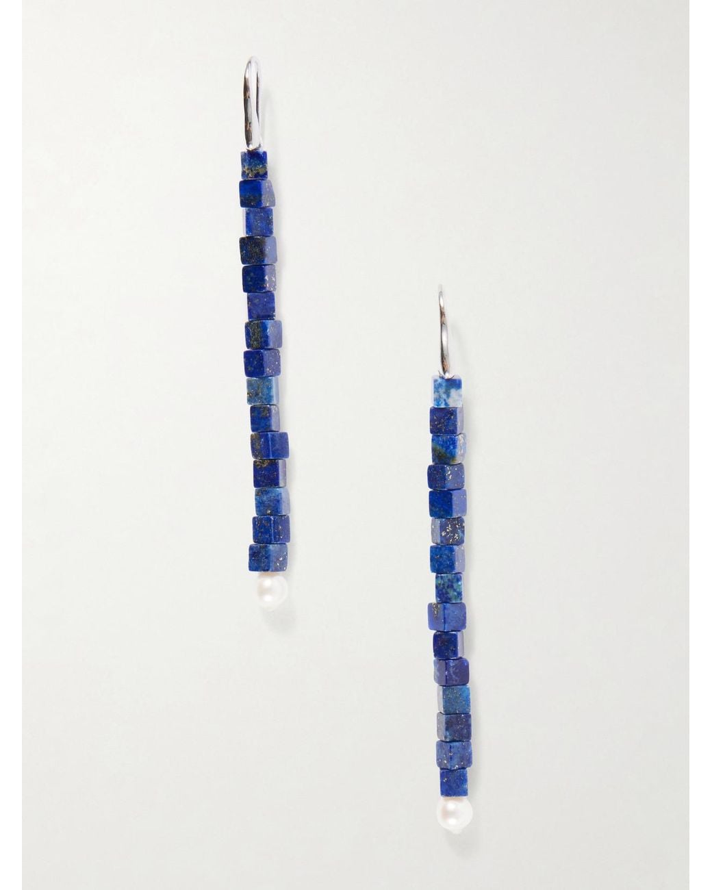 Le Sundial Blue Inès Sterling, Lapis Lazuli And Pearl Earrings