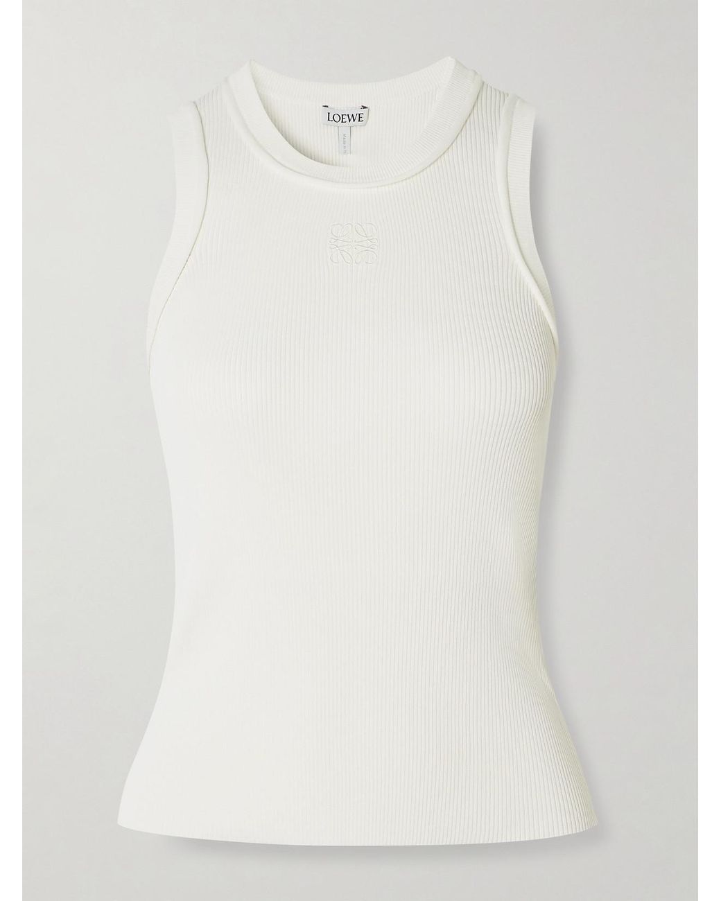 Loewe White Anagram-Embroidered Ribbed Tank