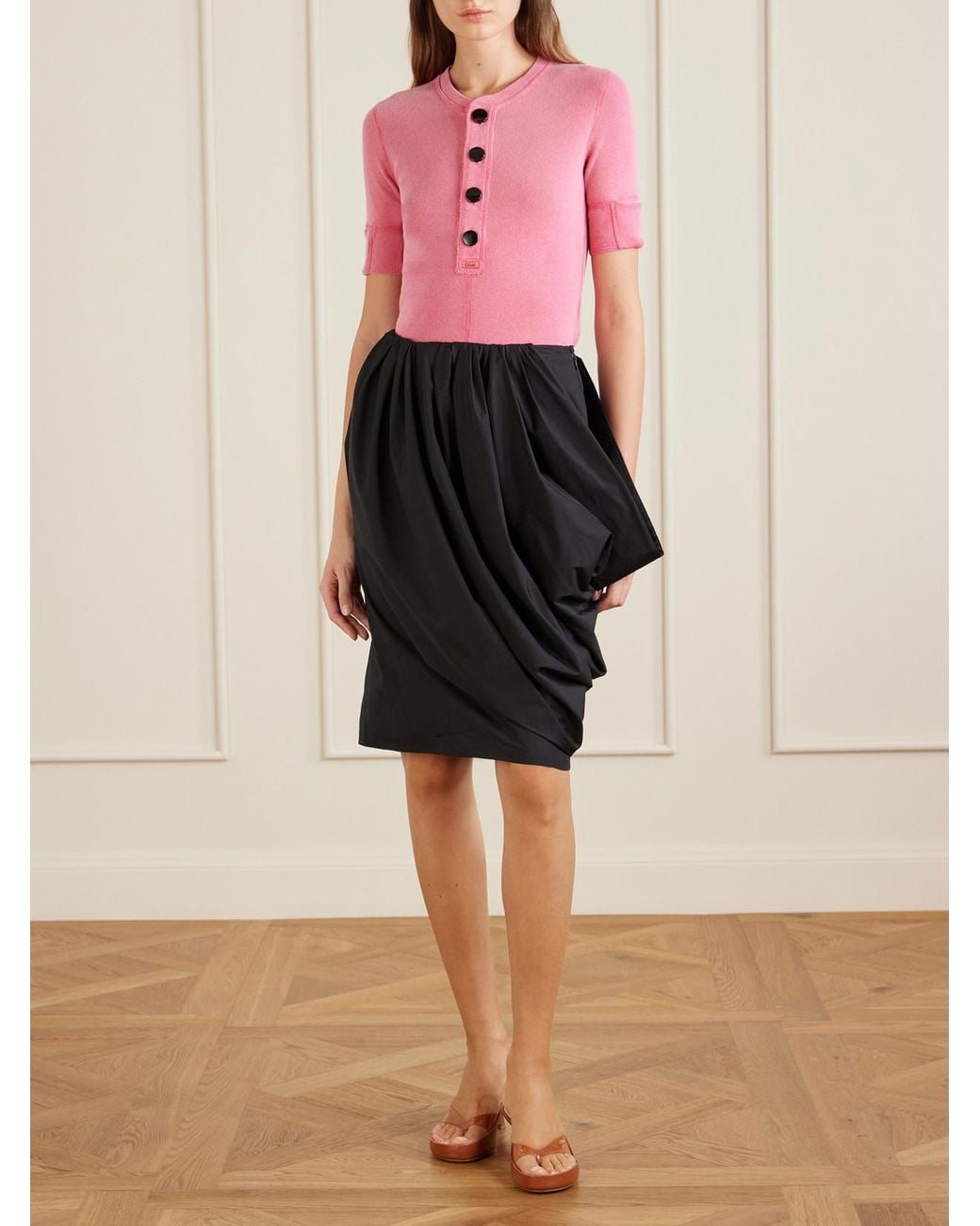 Chloé Pink Ribbed Cotton-Jersey T-Shirt