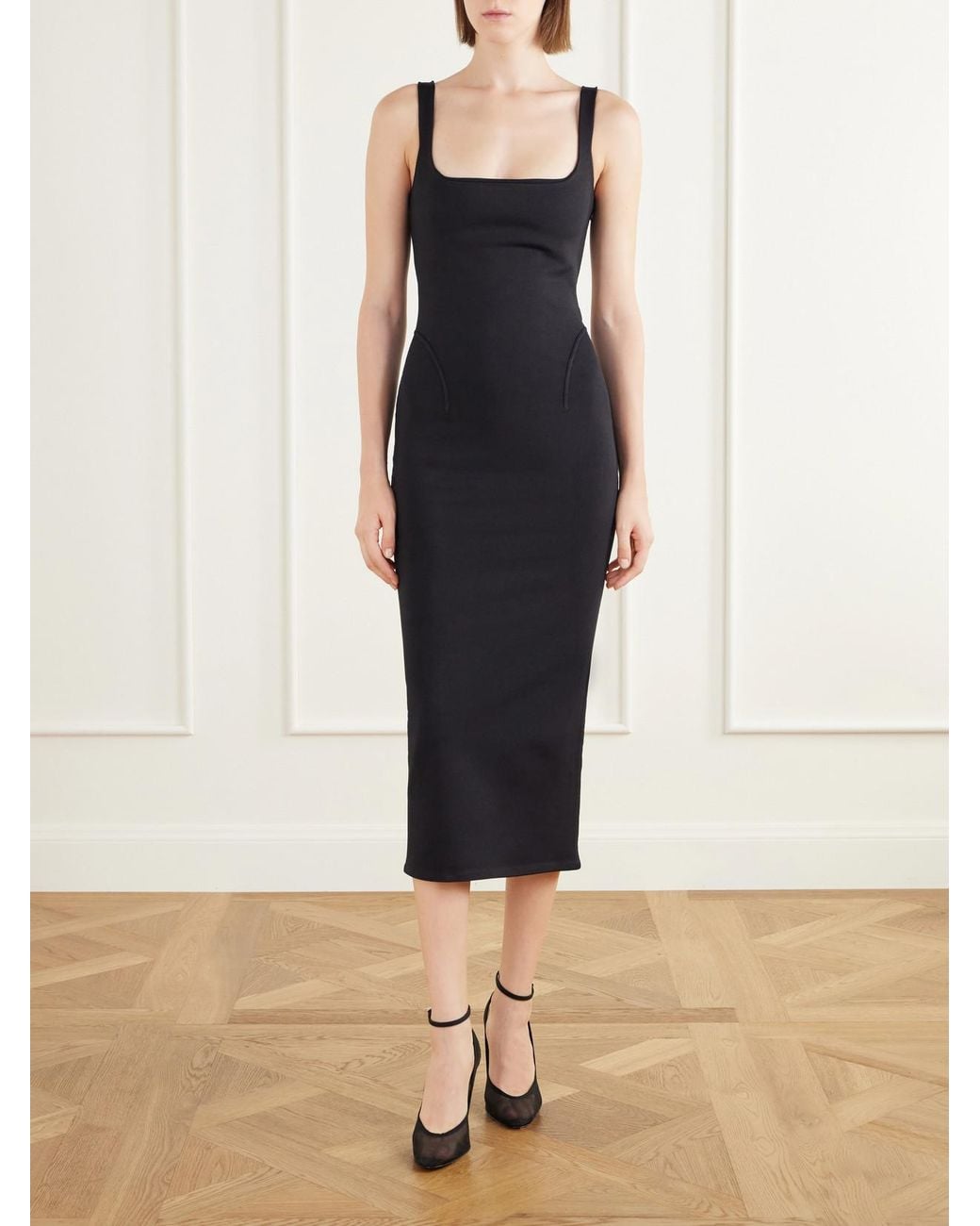 Alaïa Black Stretch-Jersey Midi Dress