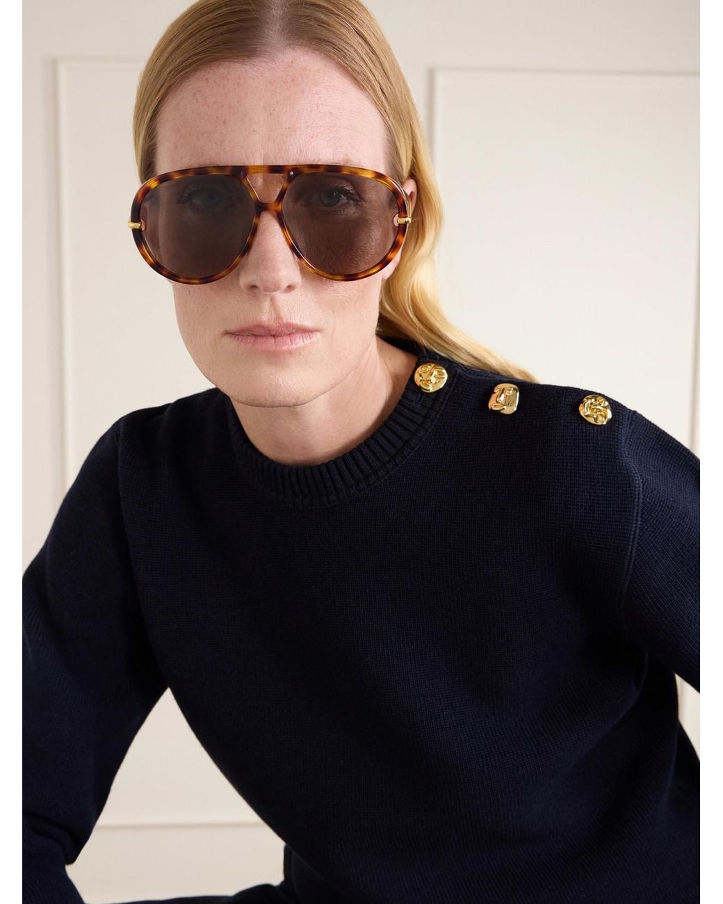 Bottega Veneta Multicolor Drop Aviator-Style Tortoiseshell Acetate Sunglasses