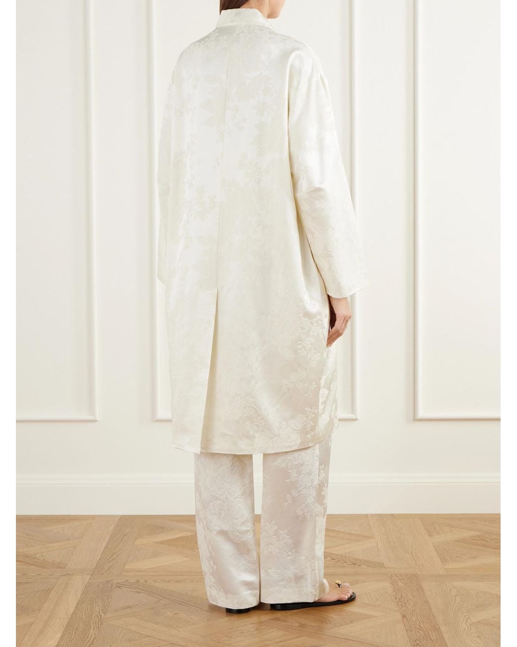 St. Agni White Silk And Wool-Blend Floral-Jacquard Cloqué Coat