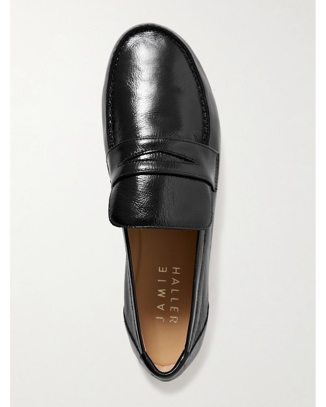 Jamie Haller Black Crinkled-Leather Loafers
