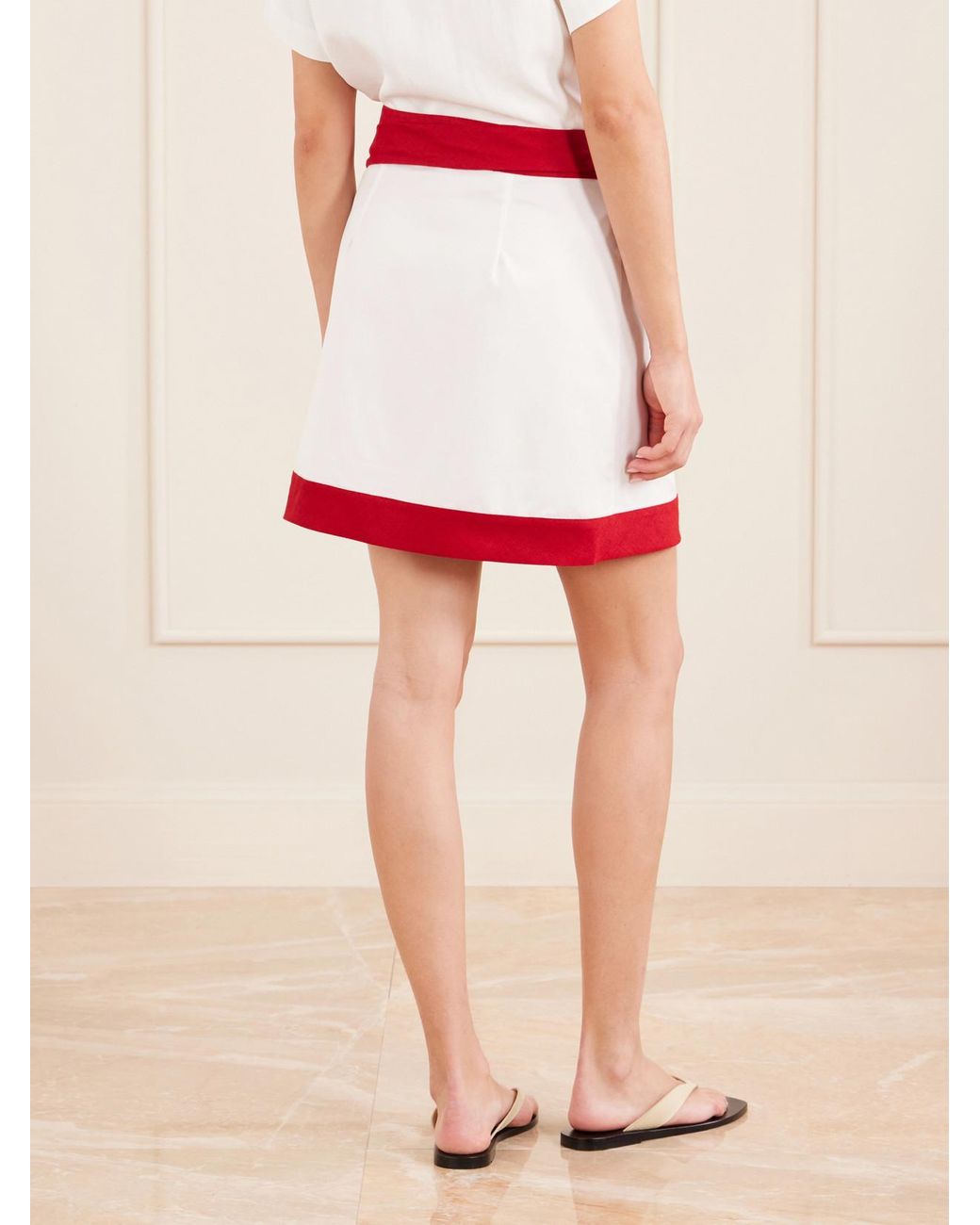 LIBEROWE Red Woven Mini Wrap Skirt