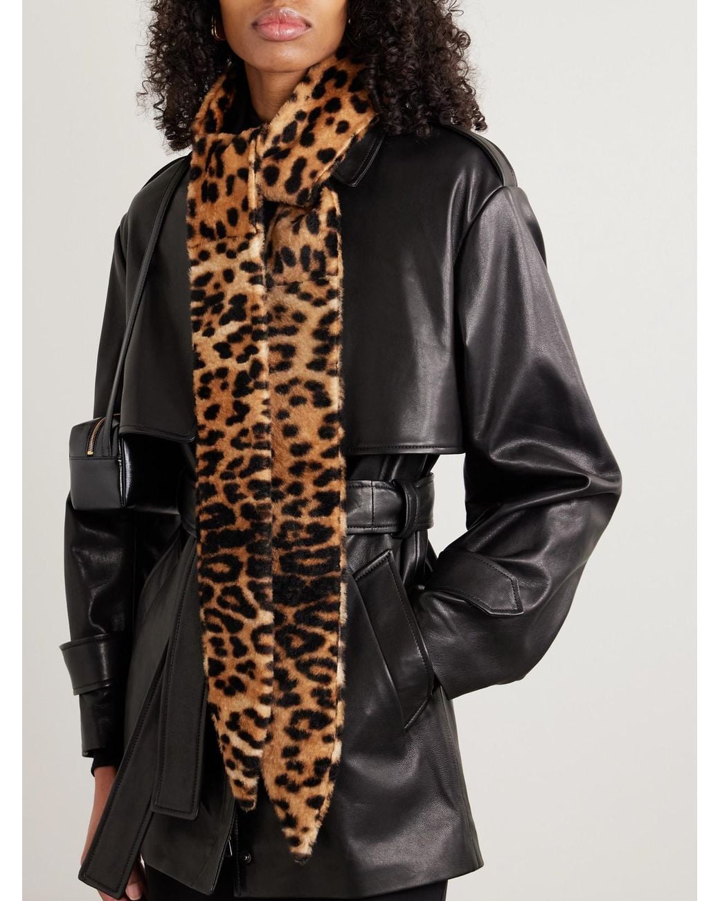 Nour Hammour Multicolor Sash Leopard-Print Shearling Belt